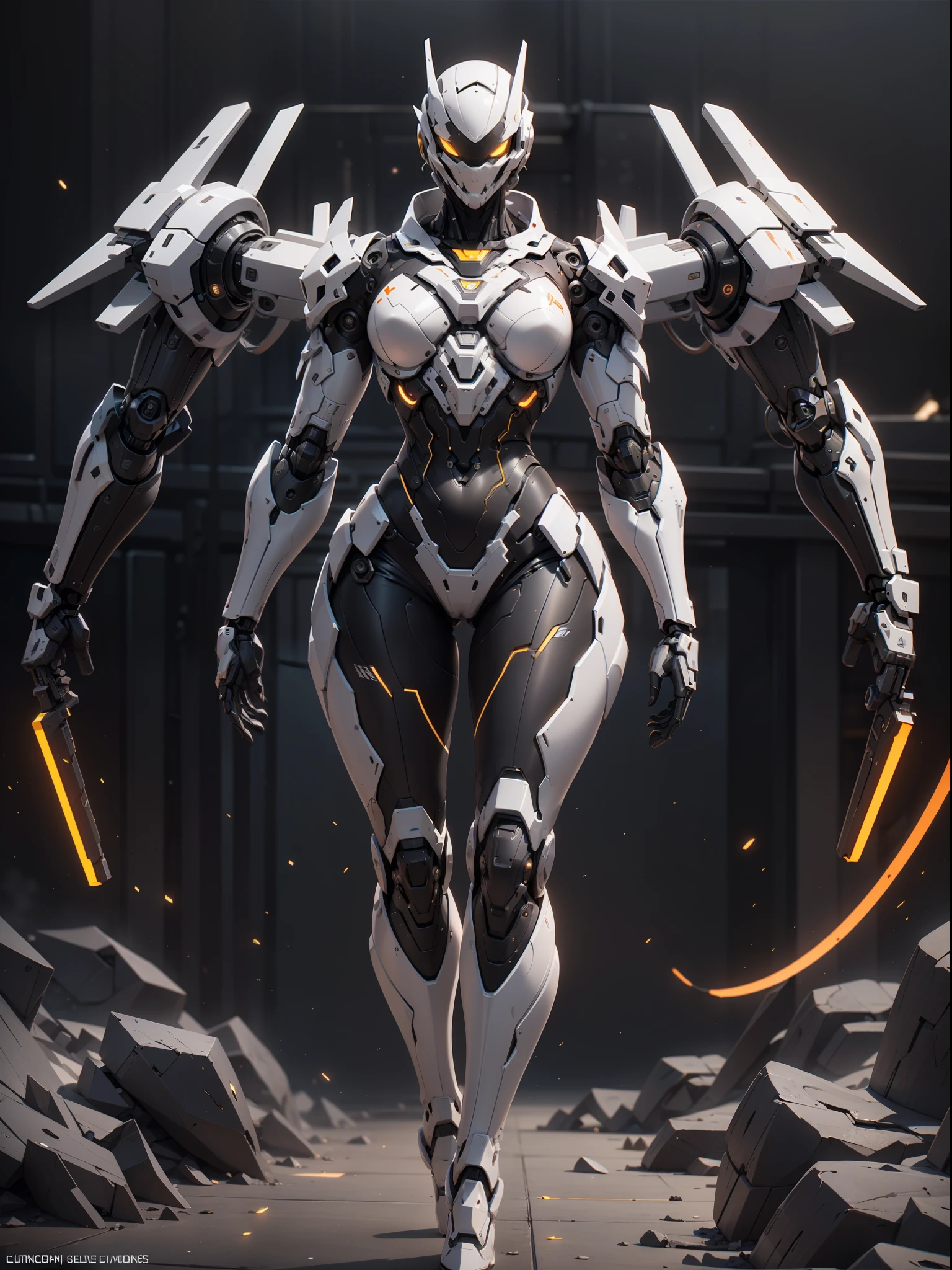 (1.5), (1 mechanical girl: 1.5), full body, solo, slender waist, thick thighs, (mechanical joints: 1.2), (mechanical limbs: 1.1), (blood vessels connected to tubes), (mechanical vertebrae attached to the back), (mechanical neck connected to the neck), armored lights, mecha head mirror, (glowing arms: 1.5), (laser eyes: 1.5), expressionless,
Color, HDR, Ray Tracing, NVIDIA RTX, Super Resolution, Unreal 5, Subsurface Scattering, PBR Textures, Post Processing, Anisotropic Filtering, Depth of Field, Maximum Sharpness and Acutance, Rule of Thirds, 16k Raw, (Glow Particle: 1.4), Extremely Detailed CG, Unity 8K Wallpaper, 3D, Cinematic Lighting, Lens Vires, Reflections, Sharp Focus, Cyberpunk Art, Realistic, Highly Detailed CG Illustration, Extremely Delicate and Beautiful, Cinematic Light, (Realistic: 1.5), (dark background:1.5), dynamic angle, masterpiece, best quality, hyperdetail, illustration, detail light, dramatic_shadow,face shadow, extra detail, best performance, (nsfw:0.5)