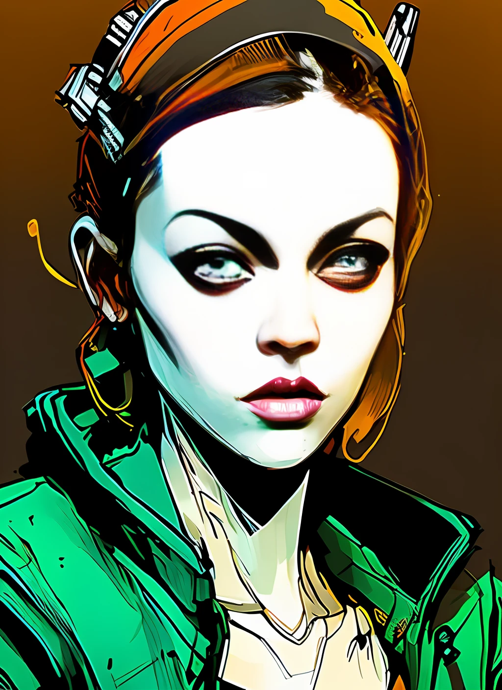 Nvinkpunk, Hyper Realistic Portrait Digital Painting of (fallout3 Person) by Simon Bisley, vivid color scheme, trending on ArtStation, (((highly detailed face)), (bokeh)