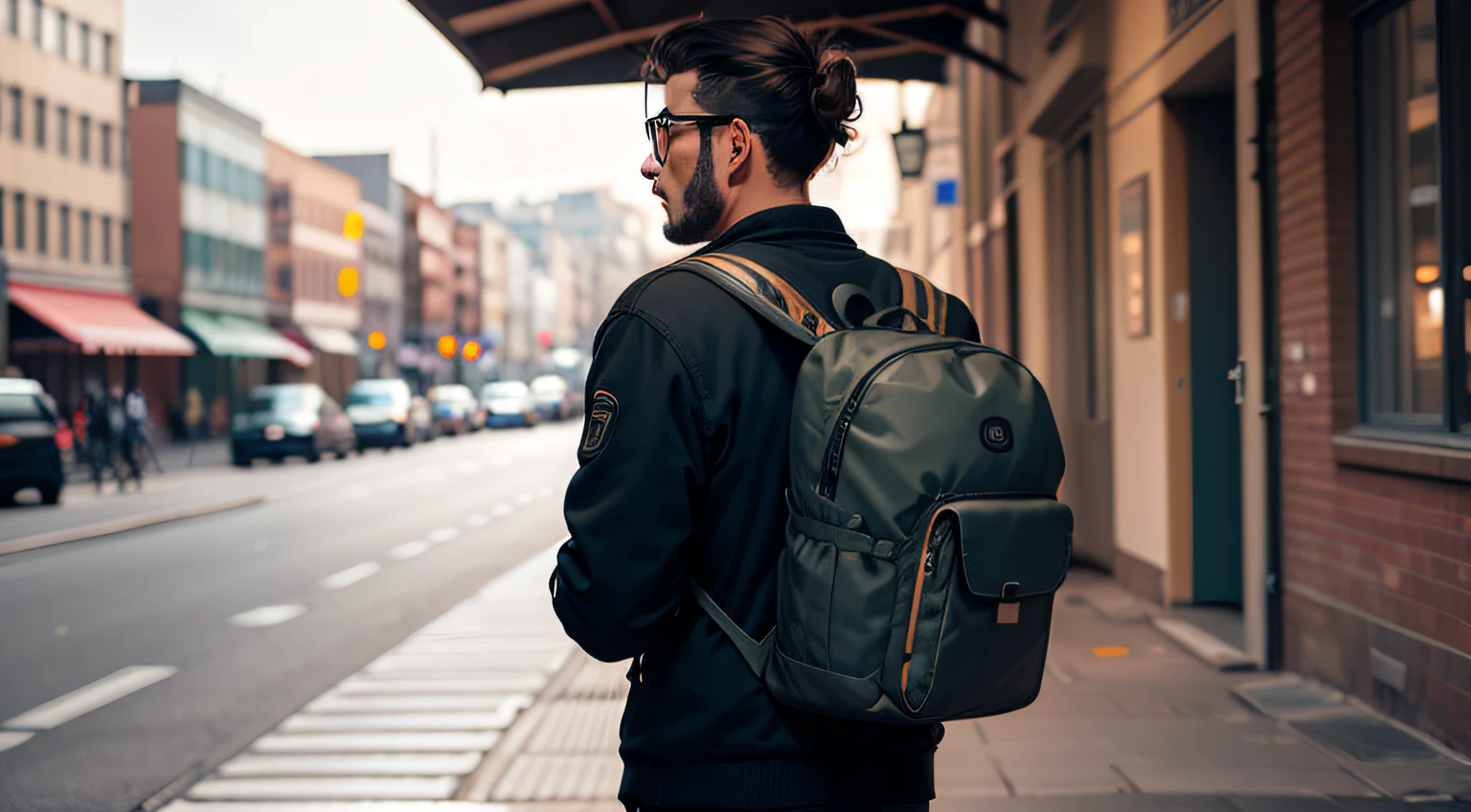 Man with travel backpack --auto