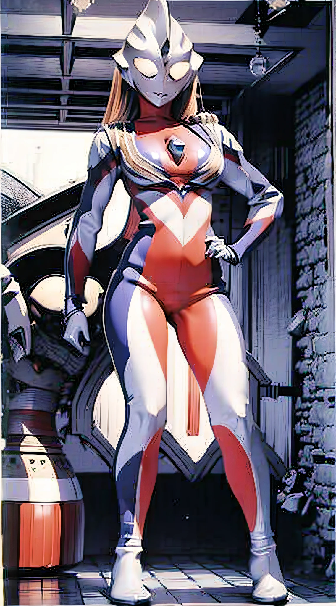 ((((Simon Beasley))), mature woman 35 years old sexy beauty, (((full body)))), giant robot pilot, wild with perfect body, bare thighs, blonde hair, wearing small clothes, dark blue clothes with white stars, red with white stripes, small tong, hoarse with American flag colors, sexy pose, posture and attitude, add action, room, technical landscape, full, big, enchanting, black stockings, exposed panties, camel toes
