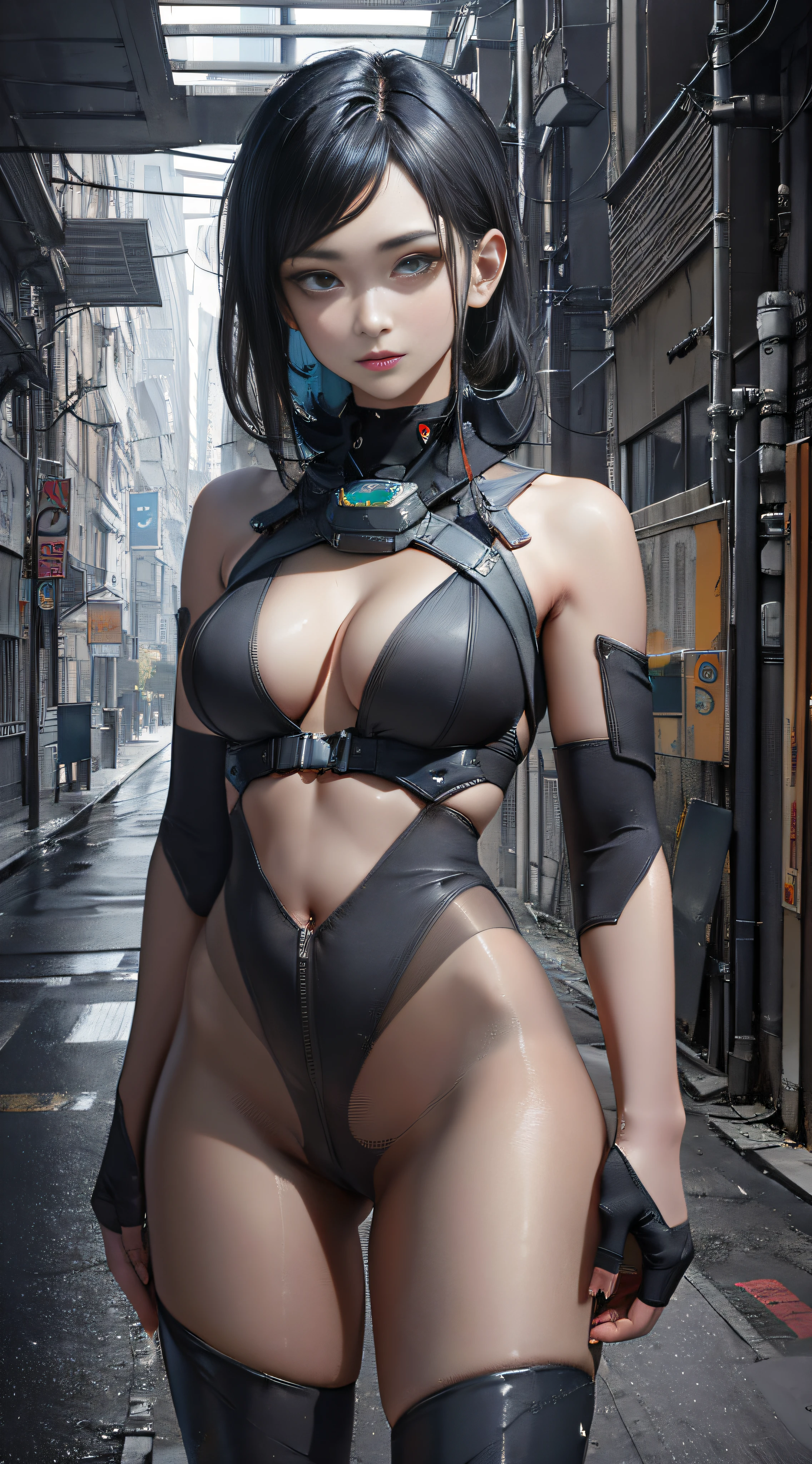 ((Best quality)), ((masterpiece)), (detailed:1.4), 3D, an image of a beautiful cyberpunk female,HDR (High Dynamic Range),Ray Tracing,NVIDIA RTX,Super-Resolution,Unreal 5,Subsurface scattering,PBR Texturing,Post-processing,Anisotropic Filtering,Depth-of-field,Maximum clarity and sharpness,Multi-layered textures,Albedo and Specular maps,Surface shading,Accurate simulation of light-material interaction,Perfect proportions,Octane Render,Two-tone lighting,Wide aperture,Low ISO,White balance,Rule of thirds,8K RAW,