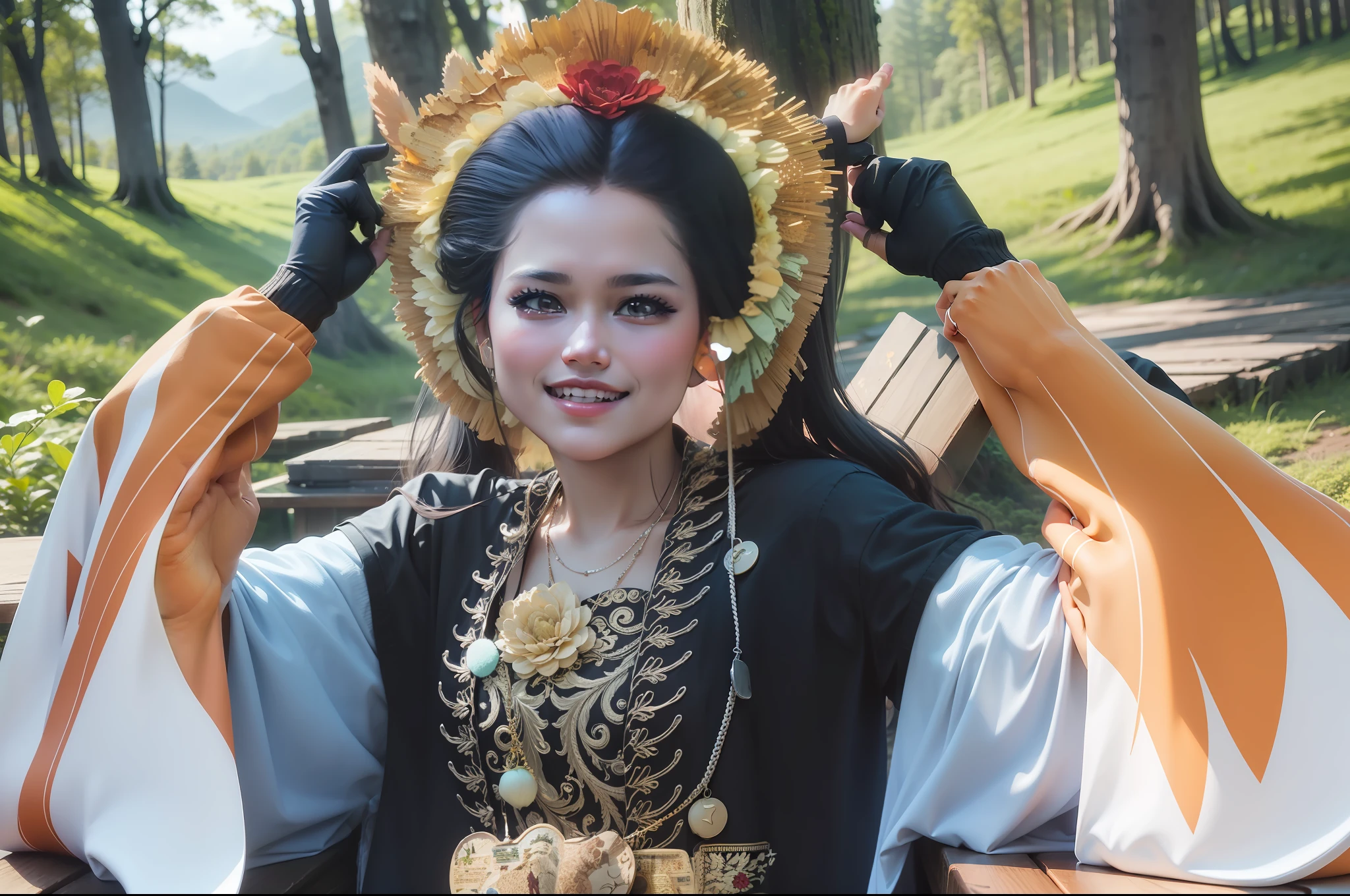 Photoshoot room, forest and mountain natural scenery