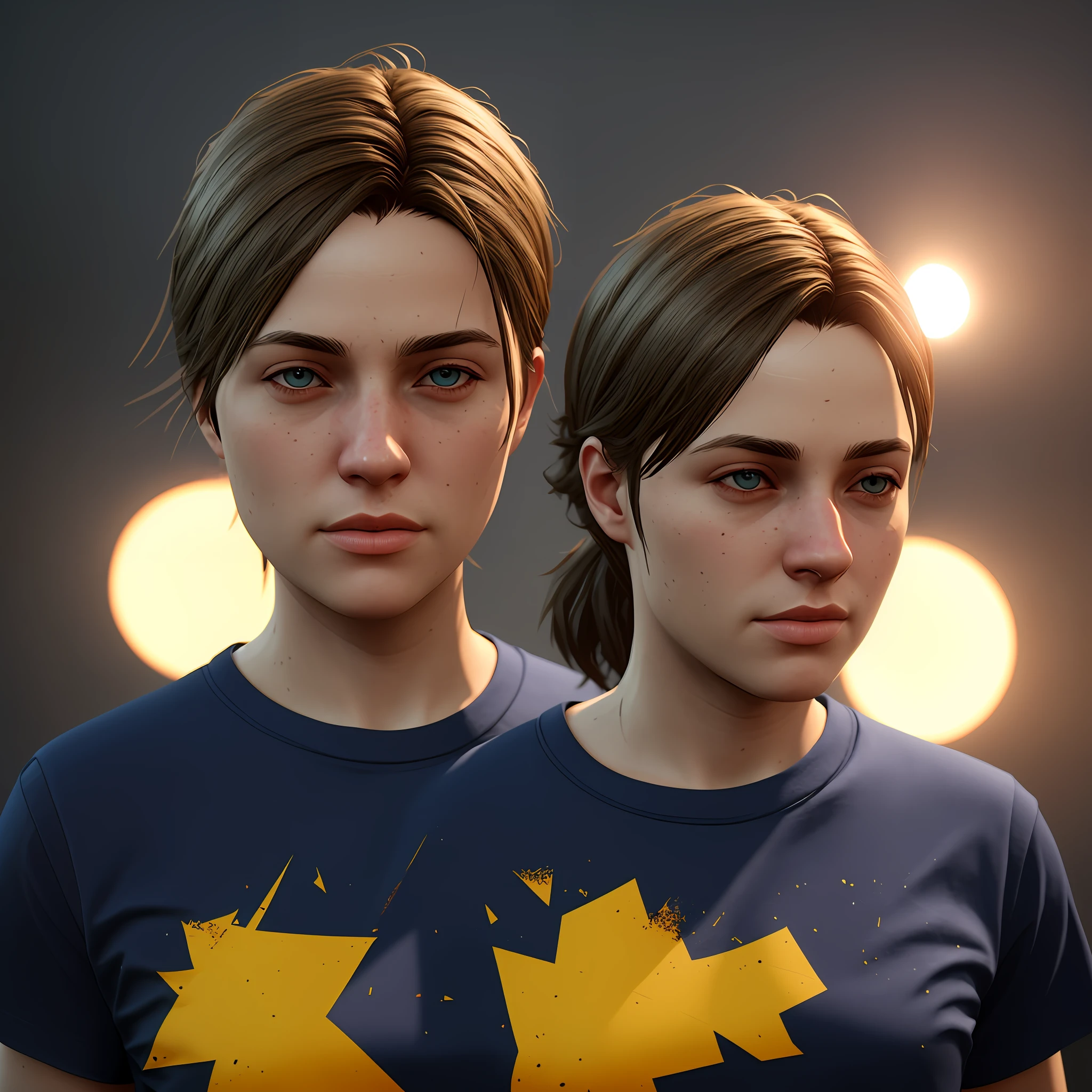 Photo realism, t-shirt, dynamic lighting, artstation, volumetric lighting, very detailed faces, 4k