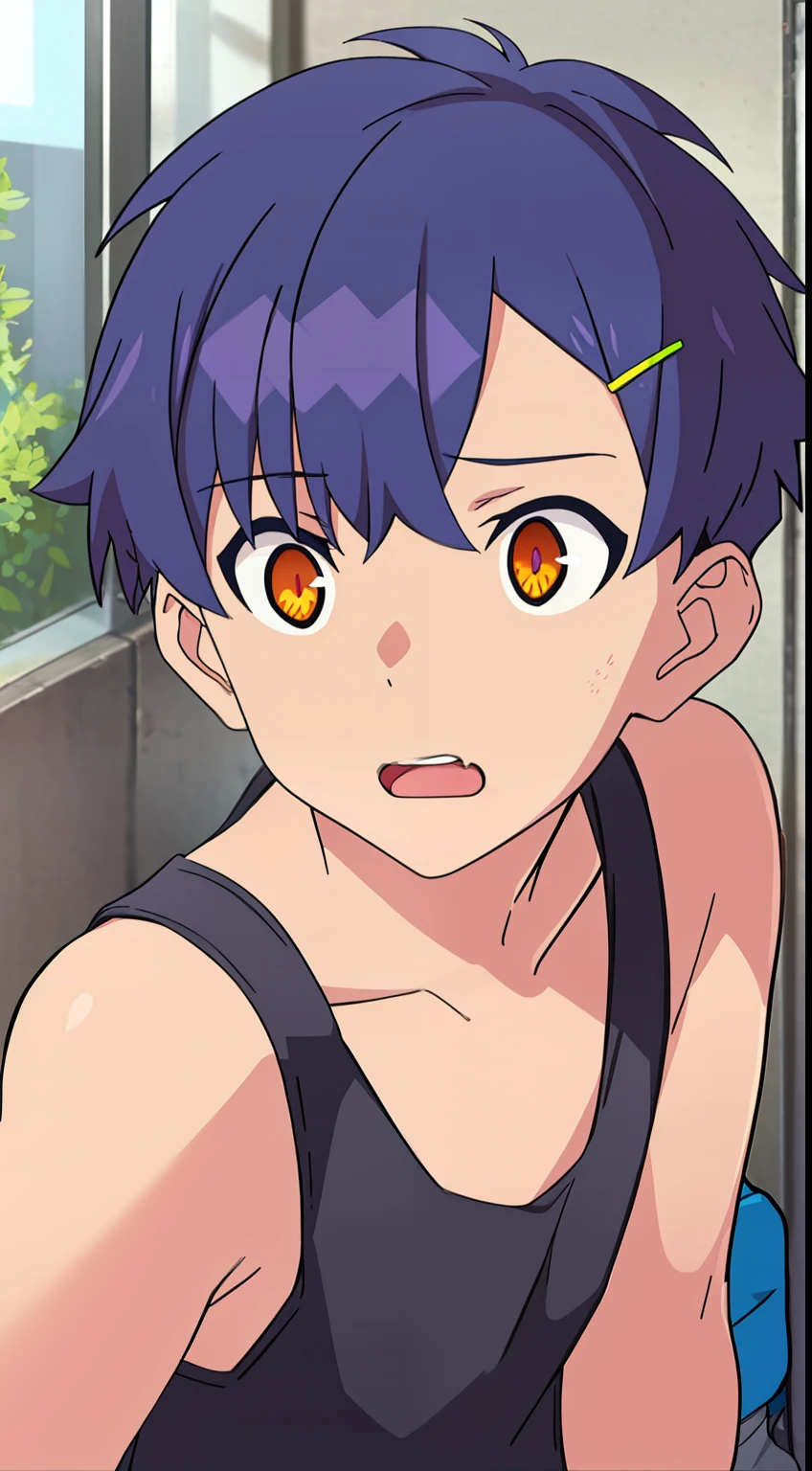 Boys Oblique angle, (mouth wide open), surprised, facing right, (upper body)