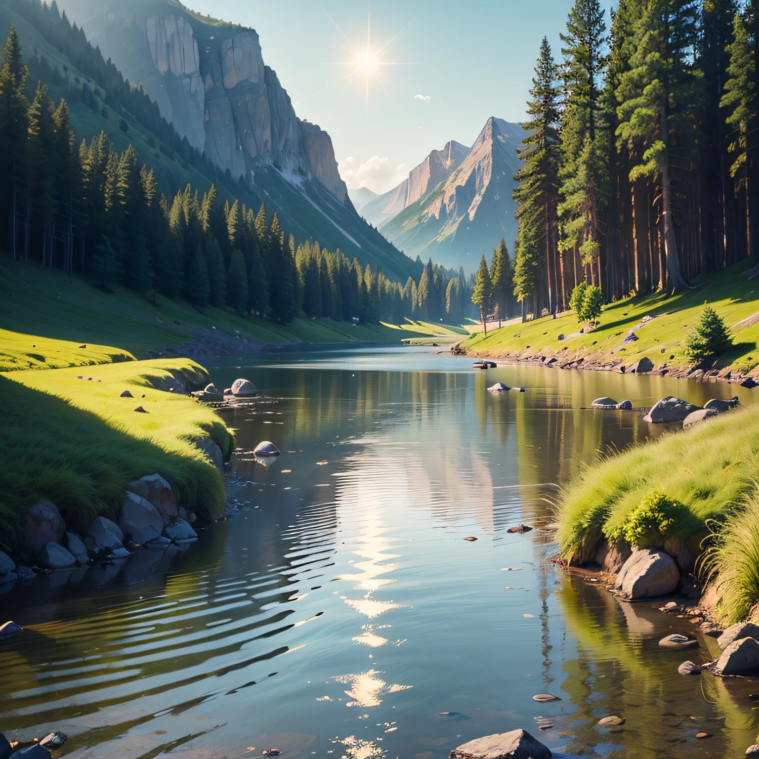 Imagine a tranquil landscape, with the presence of water, such as a serene lake or a calm river. The sun glows softly, creating golden reflections on the surface of the water. The landscape itself is stunning, with towering mountains in the background and lush green trees on the banks.
In this scene, you can feel God's presence in many ways. First, water itself symbolizes life and renewal, as a source of purification and refreshment. It represents the presence of God, who offers comfort and restoration to our weary souls.
The natural beauty of the landscape is also a testimony to the divine presence. The harmony of colors, the serenity of the environment, and the perfection of creation remind us of God's wisdom and goodness. This landscape invites you to contemplate the greatness and majesty of God, feeling small before his magnificence.
In addition, the tranquility and serenity of the landscape provide an environment conducive to communion with God. You can feel His presence through comforting silence and peaceful surroundings. It is a reminder that God is always present, even in the calmest and quietest situations.
In this watery landscape, God's presence is palpable. It is a scene that invites you to connect with the divine, to find peace, and to strengthen your faith as you contemplate creation and reconnect with the Creator. --auto