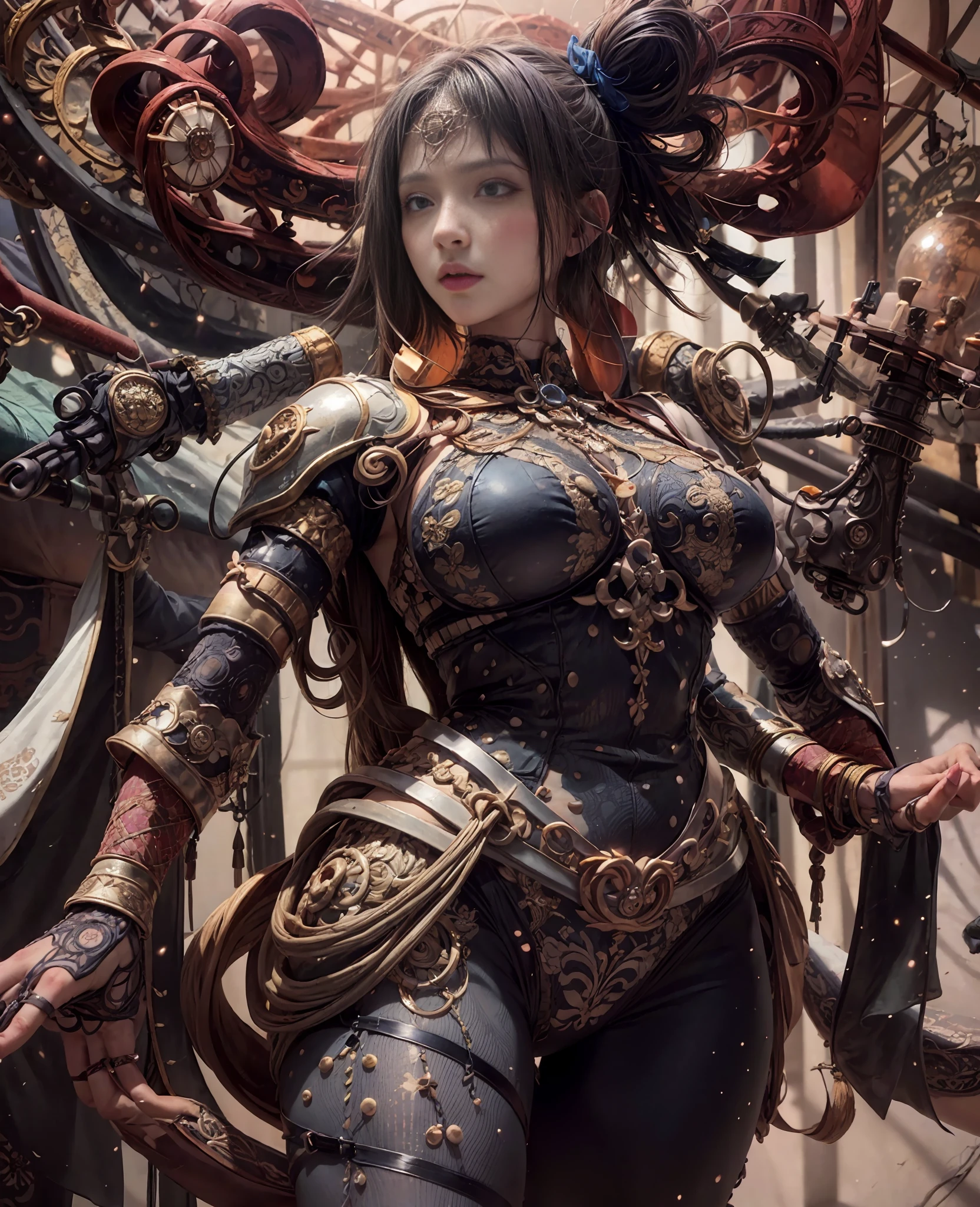 (Best Quality, 8k, 32k, Masterpiece, UHD:1.3), 1 Girl, ((Big:1.4)), (Long Wavy Hair ), 18-year-old woman, crouched, legs open, delicate and harmonious features on her face, expressive and bright eyes, (detailed pupils: 1.2), long and curved eyelashes, vibrant green eyes, elegant and symmetrical tapered nose, full and well-defined lips with a naturally graceful shape, balanced facial structure, slightly highlighted cheekbones, youthful appearance, delicate jaw creating a smooth and defined line along the face, intricate details, textured skin, detailed skin, skin pores, sweat, white blonde hair, long hair, sexy look, transparent panties and bra, dug panties, ((see through)), ((very transparent)), provocative pose, lascivious, sexy, provocative, sweaty, expression of pleasure, anatomically perfect, big boobs, visible boobs halo, full body, 32k, UHD, surrealism, (photorealistic:1.37), extremely detailed, hyper realistic, studio light, volumetric light, depth of field, industrial setting, black walls, exposed pipes, view from above,Roro Jonggrang is a legendary figure in Chinese folklore who is famous for his exceptional beauty. Traditionally, she is said to possess fair skin, huge breasts, long white hair, and mesmerizing blue eyes. She wears a bikini, an erect nipple, super transparent panties that are very transparent. Roro Jonggrang's appearance is often likened to a lingerie goddess, with her delicate features and regal demeanor immediately earning respect. Her beauty is celebrated throughout China and has inspired countless works of art throughout the centuries.