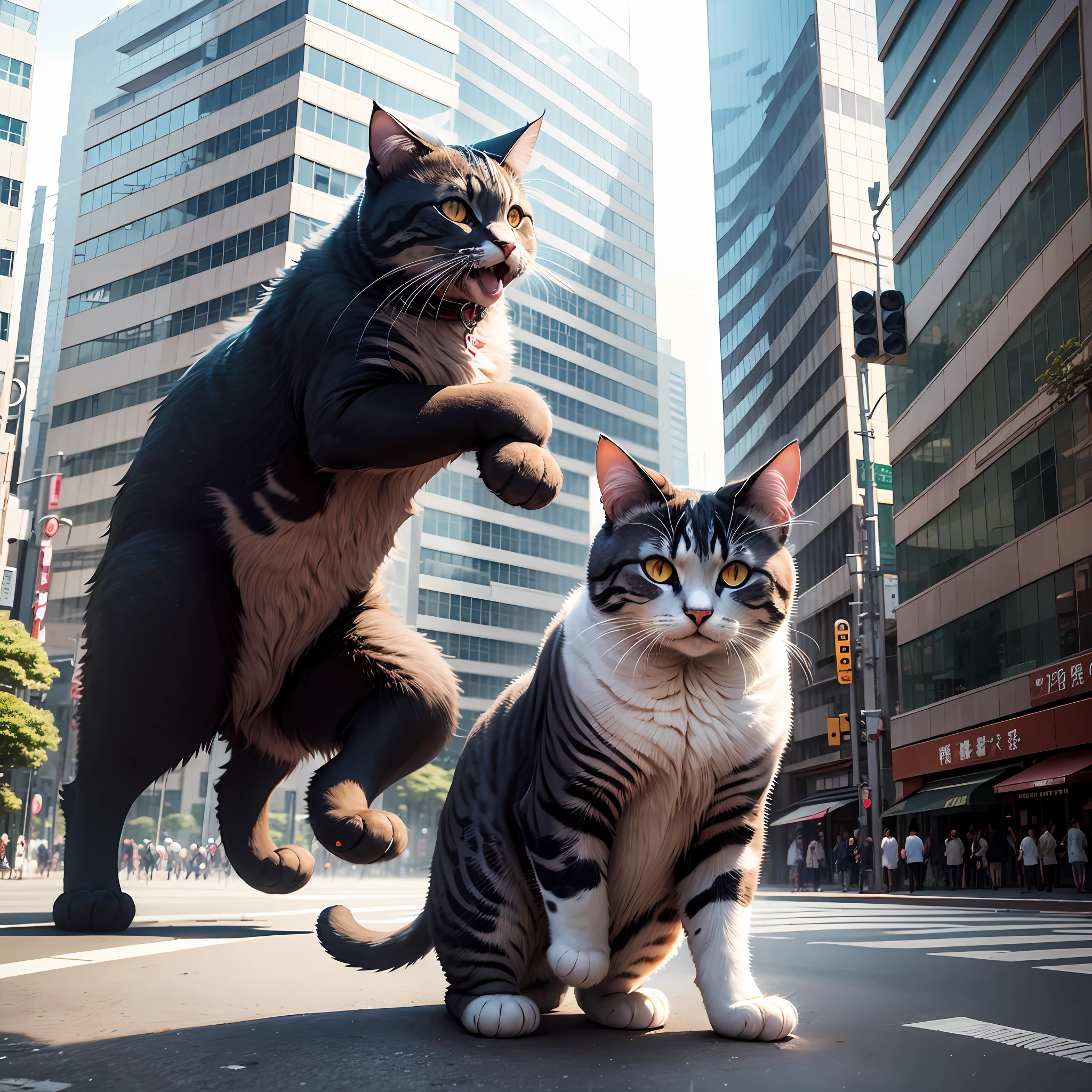 Giant cat destroying the Japan Capitol --auto