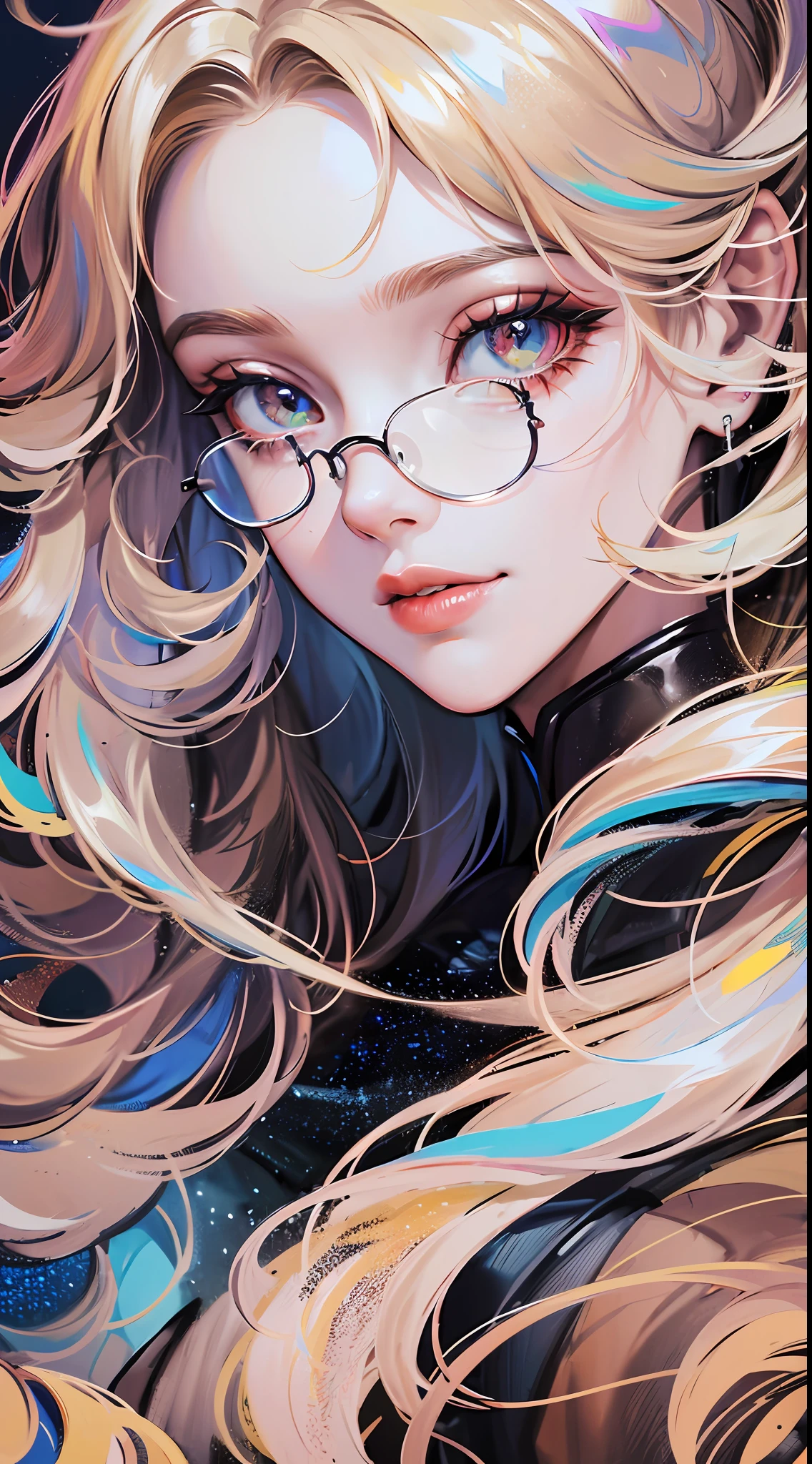 AI Composition, Perfect Masterpiece, Highest Quality, Perfect Picture Quality, 8K, Full Body Lens, (Front Portrait: 1.5), Delicate Face, Close-up of Face, Holographic Phantom Background, Digital Art, Graphic Illustration, Color Illustration, Very Fine Style,