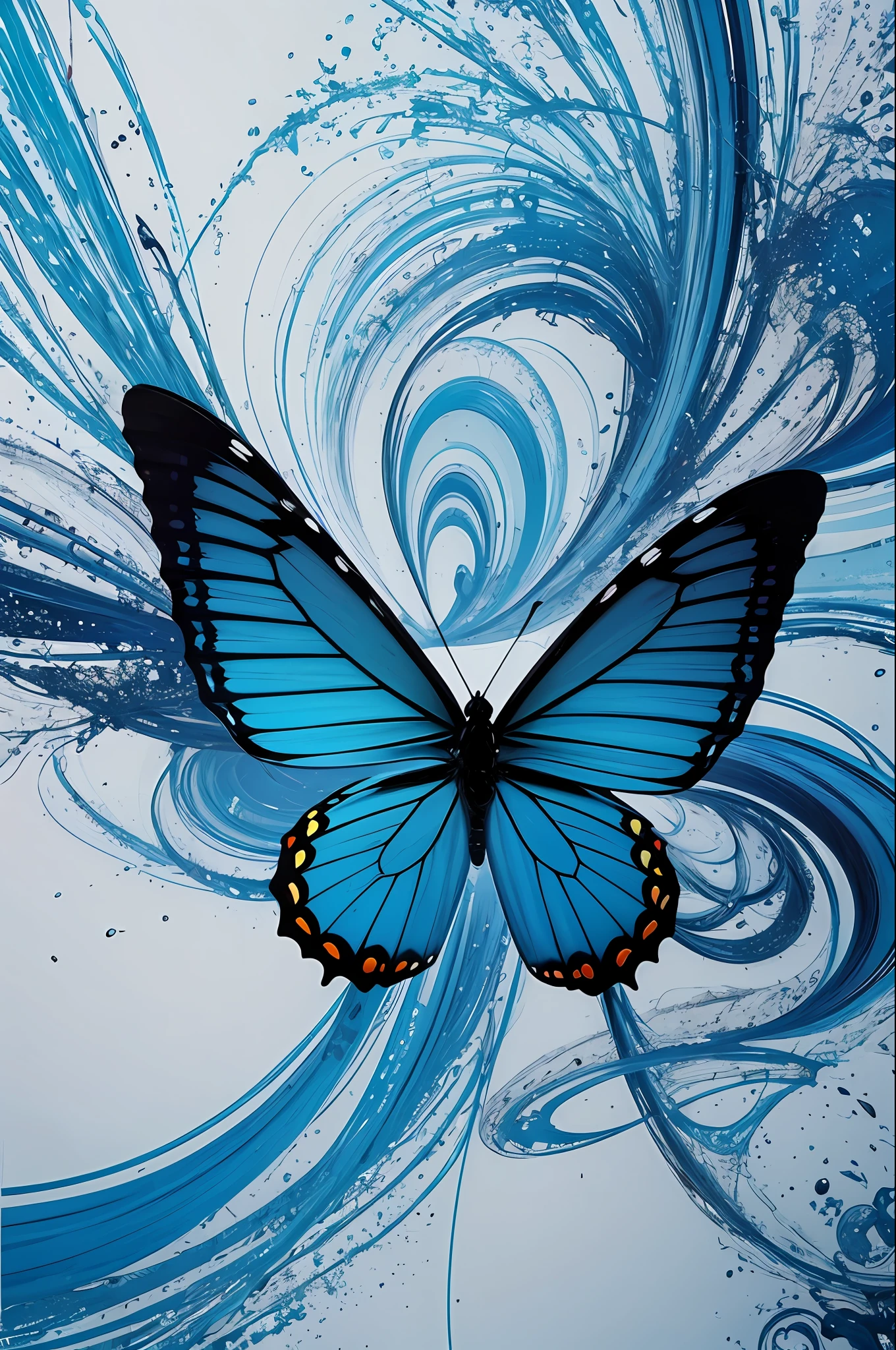 flying butterfly, glossy blue color, masterpiece, highest quality, highest quality, official art, beautiful and aesthetic: 1.2, abstract background,