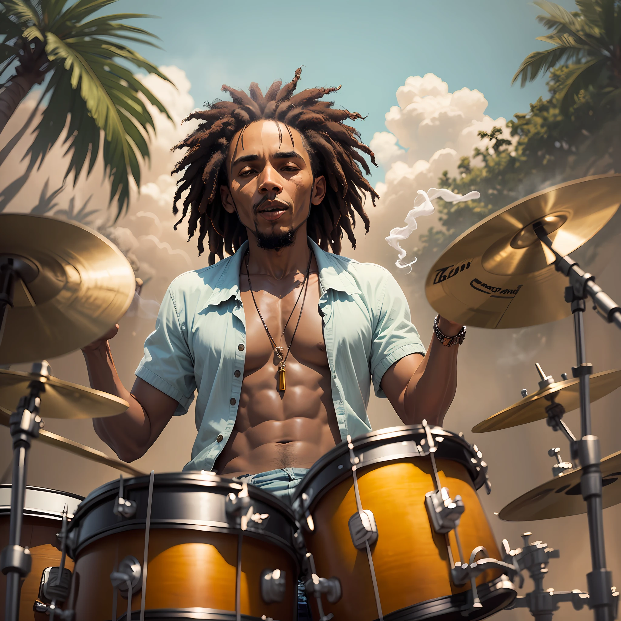 Bob marley smoking Marijuana in Jamaica while playing drummer, s 250 --auto --s2