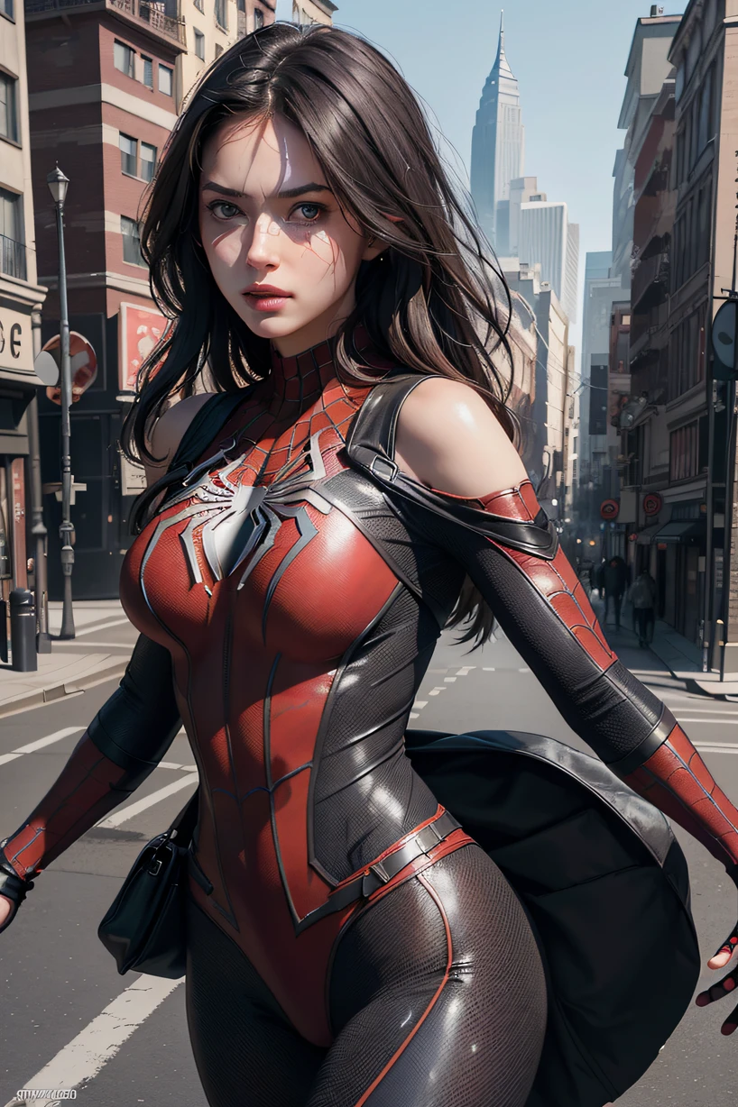 (1girl:1.3), solo,body parts , official art, unity 8k wallpaper, extremely detailed, beautiful and aesthetic, beautiful, masterpiece, best quality, RAW, masterpiece, super beautiful photos, best quality , 12k super high resolution, realistic photo , sunlight, full body portrait, amazing beauty, dynamic posture, delicate face, glowing eyes, (side view), she is wearing a futuristic spiderman suit, red and gold color, burnt abandoned city background, 12k detailed view from a distance, detailed face, complex busy background detail, messy, gorgeous , milky white, highly detailed skin, realistic skin detail, visible pores, sharp focus, volumetric fog, 8k uhd, dslr camera, high quality, film grain, caucasian, photorealism, lomography, sprawling metropolis in a futuristic perspective, view from below, blurred