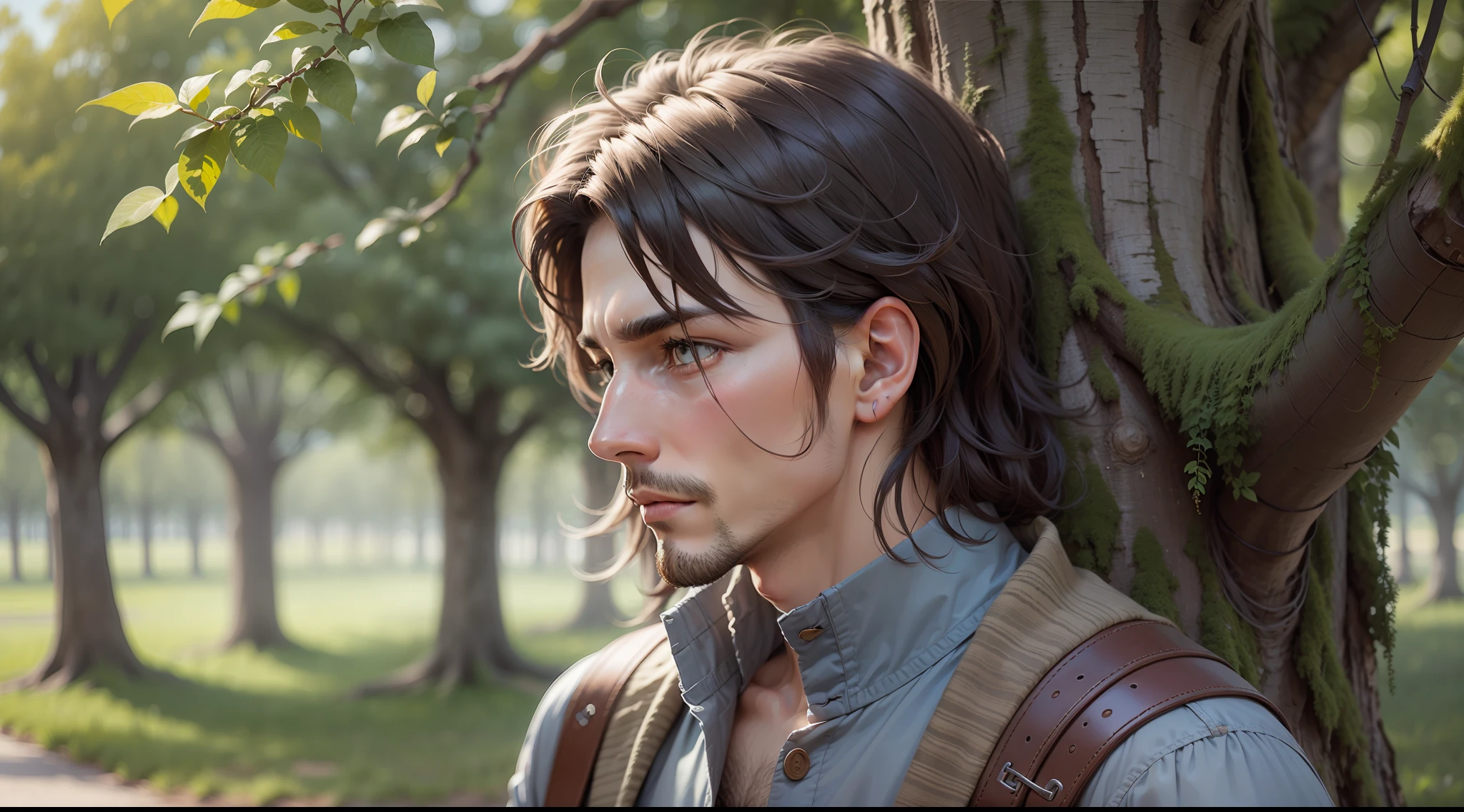 An image of a man near a tree