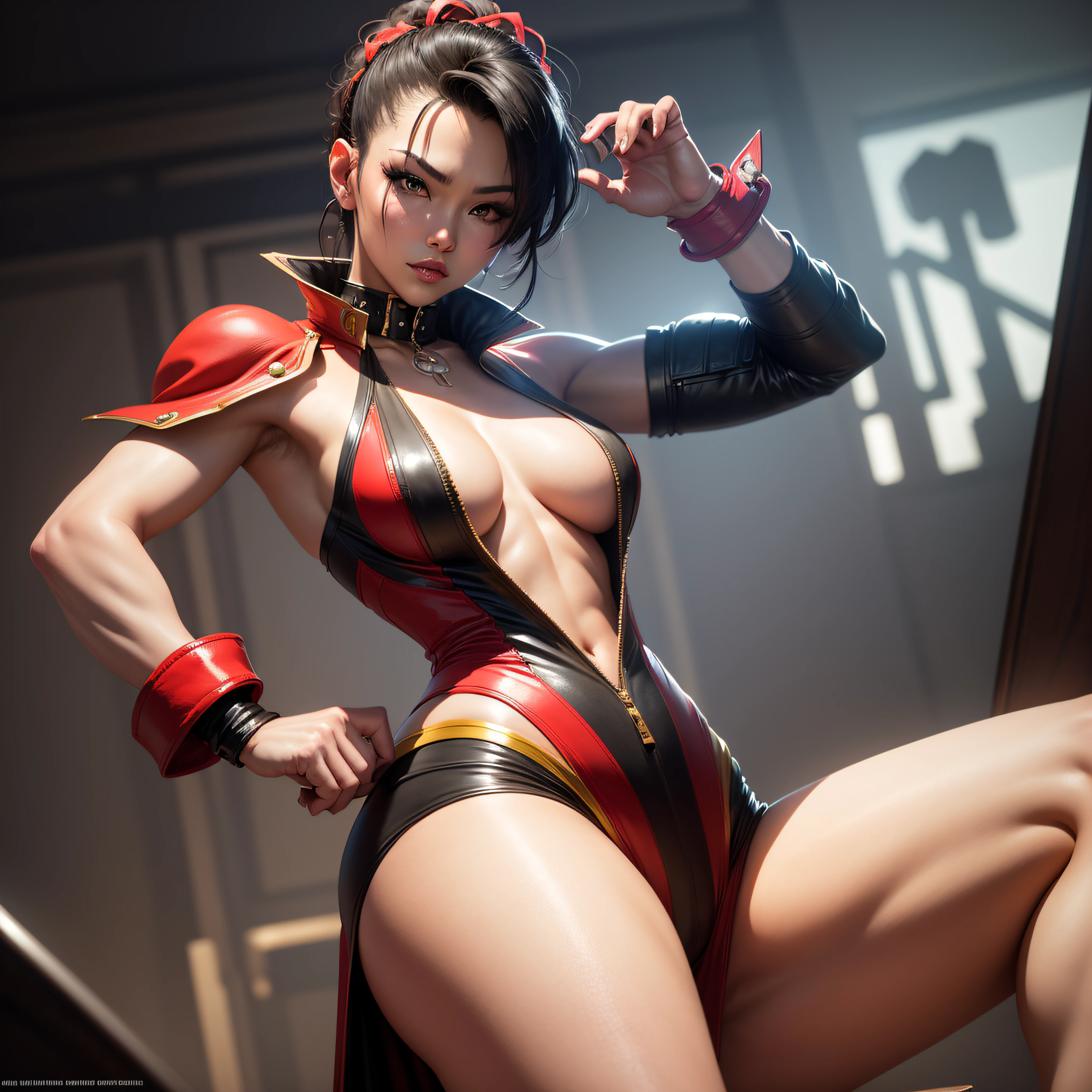 Shun lee posing for photo, like a shunlee street fighter game, cosplay, beautiful woman, masterpiece, 8k wallpaper --auto