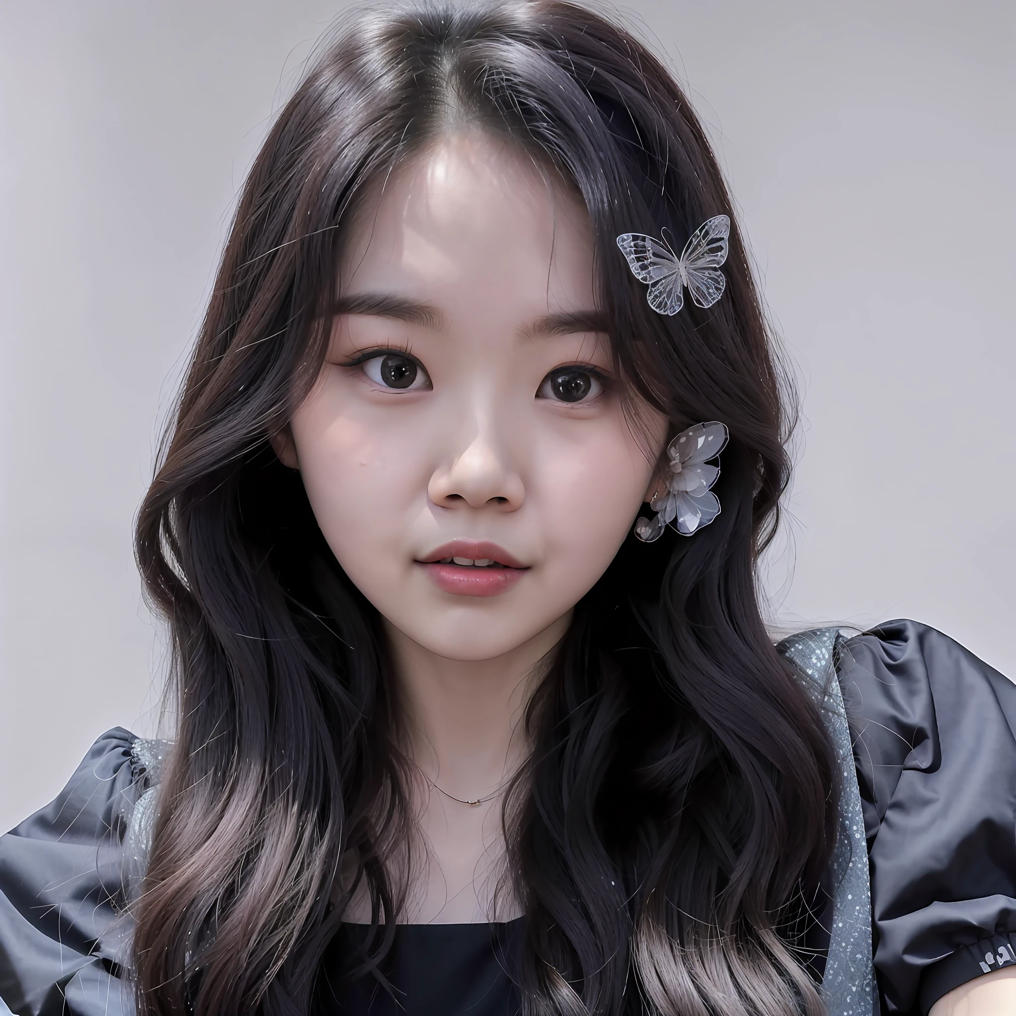 there is a woman with long hair and a black dress, ulzzang, aesthetic cute with flutter, xision wu, sakimichan, korean girl, jinyoung shin, jaeyeon nam, korean symmetrical face, xintong chen, guweiz, wan adorable korean face, taejune kim, clear cute face, qifeng lin, 18 years old