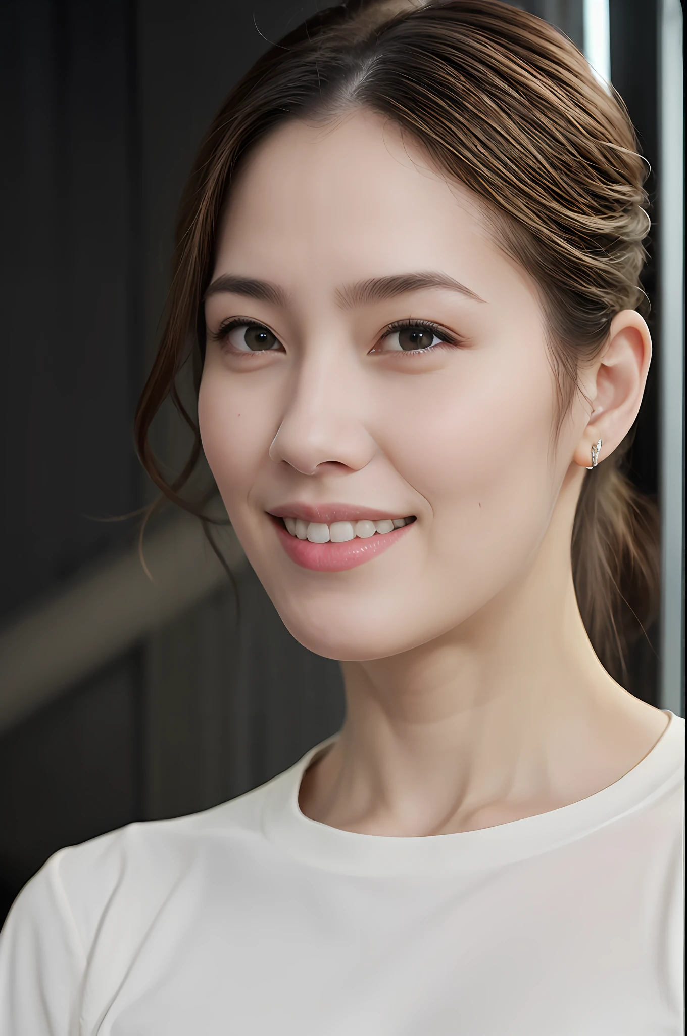 dressed, (photo realistic:1.4), (hyper realistic:1.4), (realistic:1.3),
(smoother lighting:1.05), (increase cinematic lighting quality:0.9), 32K,
1girl,20yo girl, realistic lighting, backlighting, light on face, ray trace, (brightening light:1.2), (Increase quality:1.4),
(best quality real texture skin:1.4), finely detailed eyes, finely detailed face, finely quality eyes,
(tired and sleepy and satisfied:0.0), face closeup, t-shirts,
(Increase body line mood:1.1), (Increase skin texture beauty:1.1)