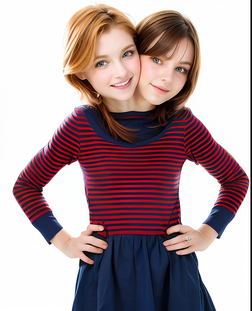 2heads, two headed girl, mom and daughter, (1head:1.5 child), (1head:1.5 young adult) (one torso:1.5), pale skin, Scottish redhead, teenager, white girls, different ages, (two heads on one body:1.4), (first head uncomfortable:1.5), (second head unhappy:1.5) conjoined twins, heads side by side, one torso, young, realistic faces, lifelike faces, uncomfortable, barefoot