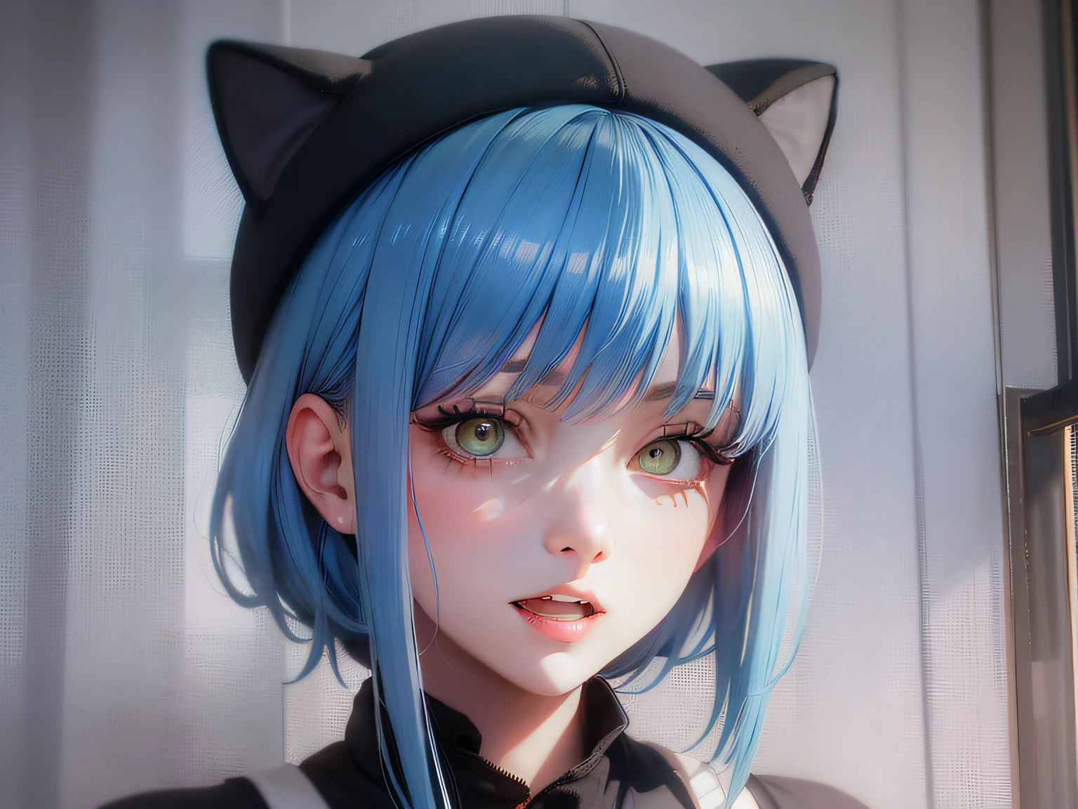 (Tiff's blue-green eyes: 0.992), (eye detail: 0.992), HD quality, top quality, 4K quality, ultra-clear pictures, (eye detail: 0.992), (double eyelids from the level of detail: 0.992), double eyelid smooth lines, upper eyelashes Ultra HD, small upturn, (lower eyelash detail: 0.992), (eye HD details)),