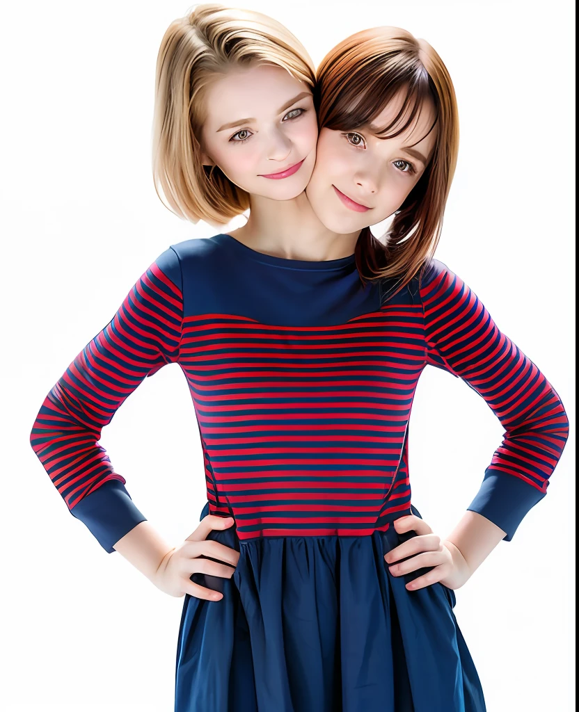 2heads, two headed girl, mom and daughter, (1head:1.5 child), (1head:1.5 young adult) (one torso:1.5), pale skin, Scottish redhead, teenager, white girls, different ages, (two heads on one body:1.4), (first head uncomfortable:1.5), (second head unhappy:1.5) conjoined twins, heads side by side, one torso, young, realistic faces, lifelike faces, uncomfortable, barefoot