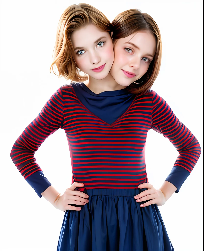 2heads, two headed girl, mom and daughter, (1head:1.5 child), (1head:1.5 young adult) (one torso:1.5), pale skin, Scottish redhead, teenager, white girls, different ages, (two heads on one body:1.4), (first head uncomfortable:1.5), (second head unhappy:1.5) conjoined twins, heads side by side, one torso, young, realistic faces, lifelike faces, uncomfortable, barefoot