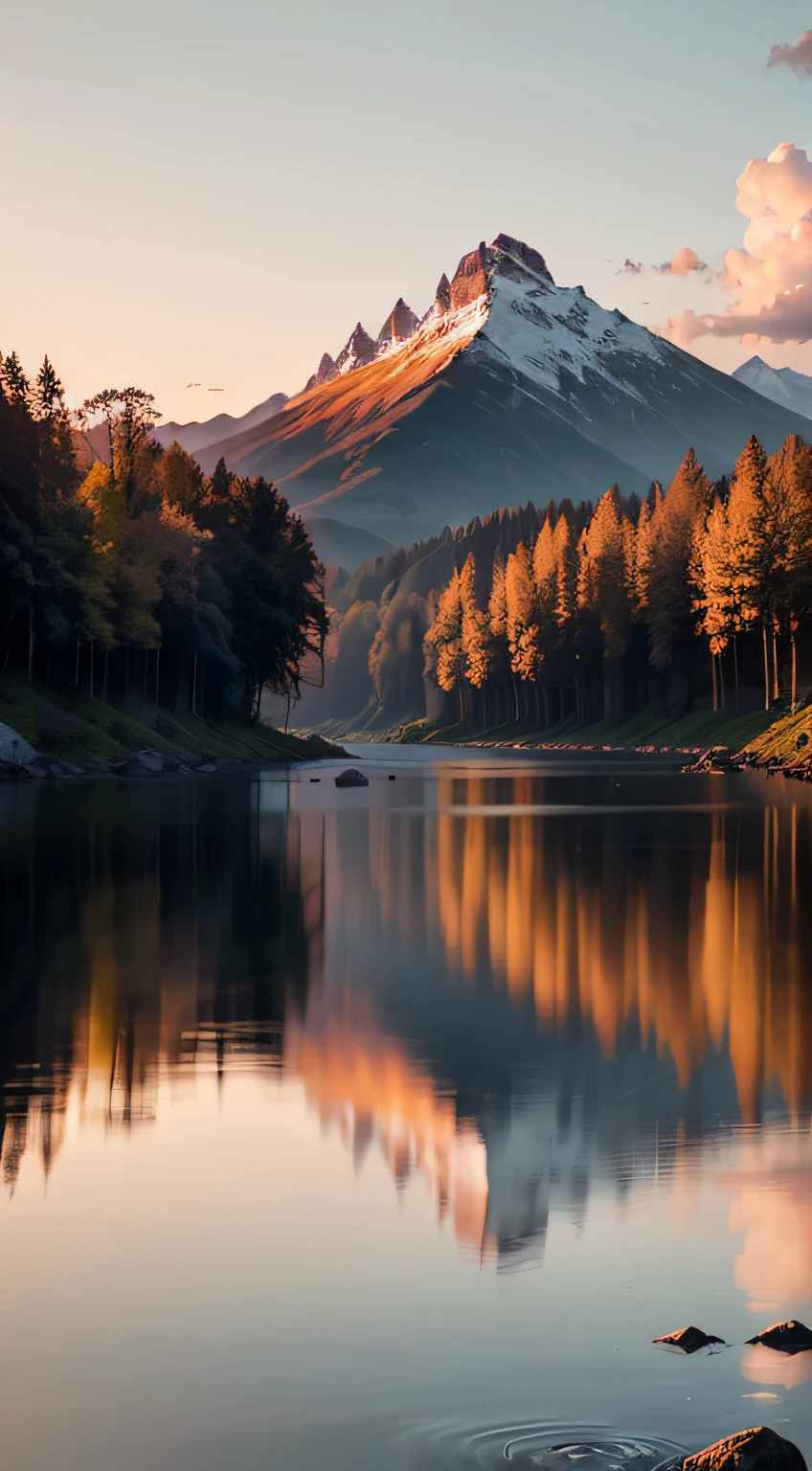 Imagine a serene landscape, with calm and crystal clear waters reflecting the last rays of sunshine of the day. The sky is painted in shades of orange, pink and gold, creating a magical and tranquil atmosphere. The gentle breeze caresses your face as you contemplate this scene. In this scenario, you feel God's presence in a deep and comforting way. The harmony between the colors of the sky and the reflection in the waters conveys a sense of unity between the divine and nature. It is as if God is present in every ray of sunshine that is reflected in the water, enveloping everything with love and peace. God's presence is felt in the serenity of the landscape, in the stillness of the waters and in the spectacle of the sunset. It is as if God Himself is painting the sky and blessing the world with His beauty and grace. It is a sacred time to connect with the divine, to find inner peace and to renew faith. Water represents life and purification, and in this landscape, it is a reminder of God's care for us. Just like cleansing and refreshing water, God purifies and renews us with His presence and unconditional love. In the presence of God, the waters become a symbol of healing and spiritual renewal. In this landscape of a morning with the sunset, in the tranquil waters, the presence of God is intensely felt. It is a time to connect with the divine, to reflect on His greatness, and to feel enveloped by His peace and love. It's a scene that inspires gratitude, reverence, and trust in God's constant presence in our lives. --auto