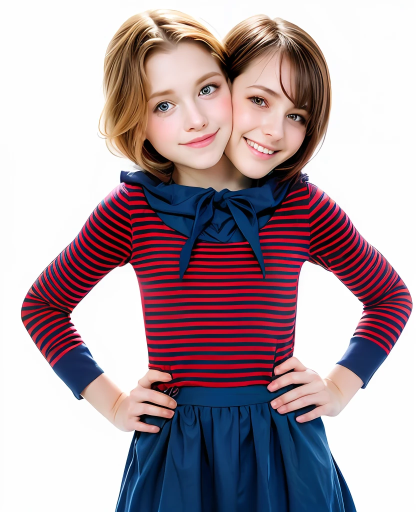 2heads, two headed girl, mom and daughter, (1head:1.5 child), (1head:1.5 young adult) (one torso:1.5), pale skin, Scottish redhead, ager, white girls, different ages, (two heads on one body:1.4), (first head uncomfortable:1.5), (second head unhappy:1.5) conjoined twins, heads side by side, one torso, young, realistic faces, lifelike faces, uncomfortable, barefoot