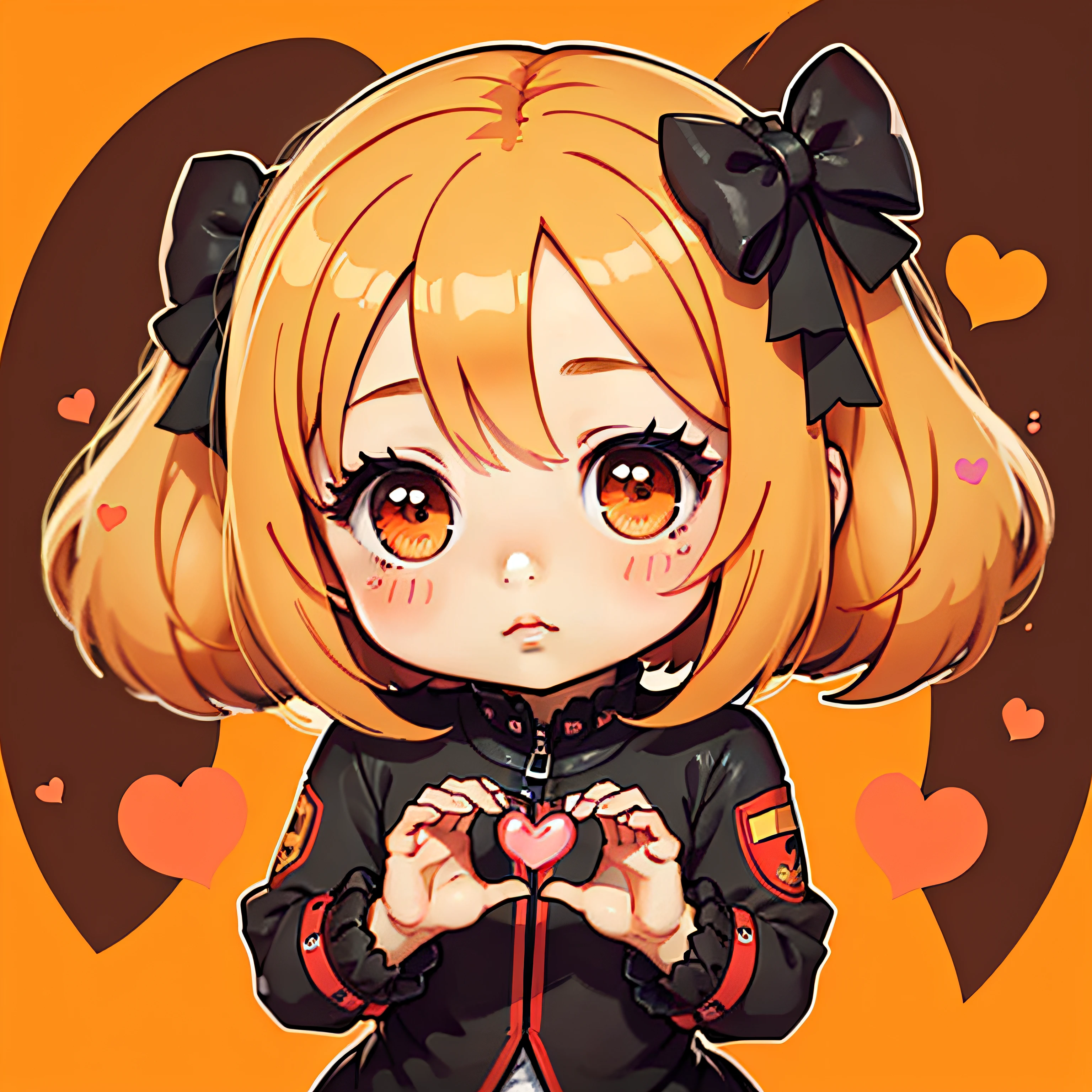 1girl,chibi,heart hands,