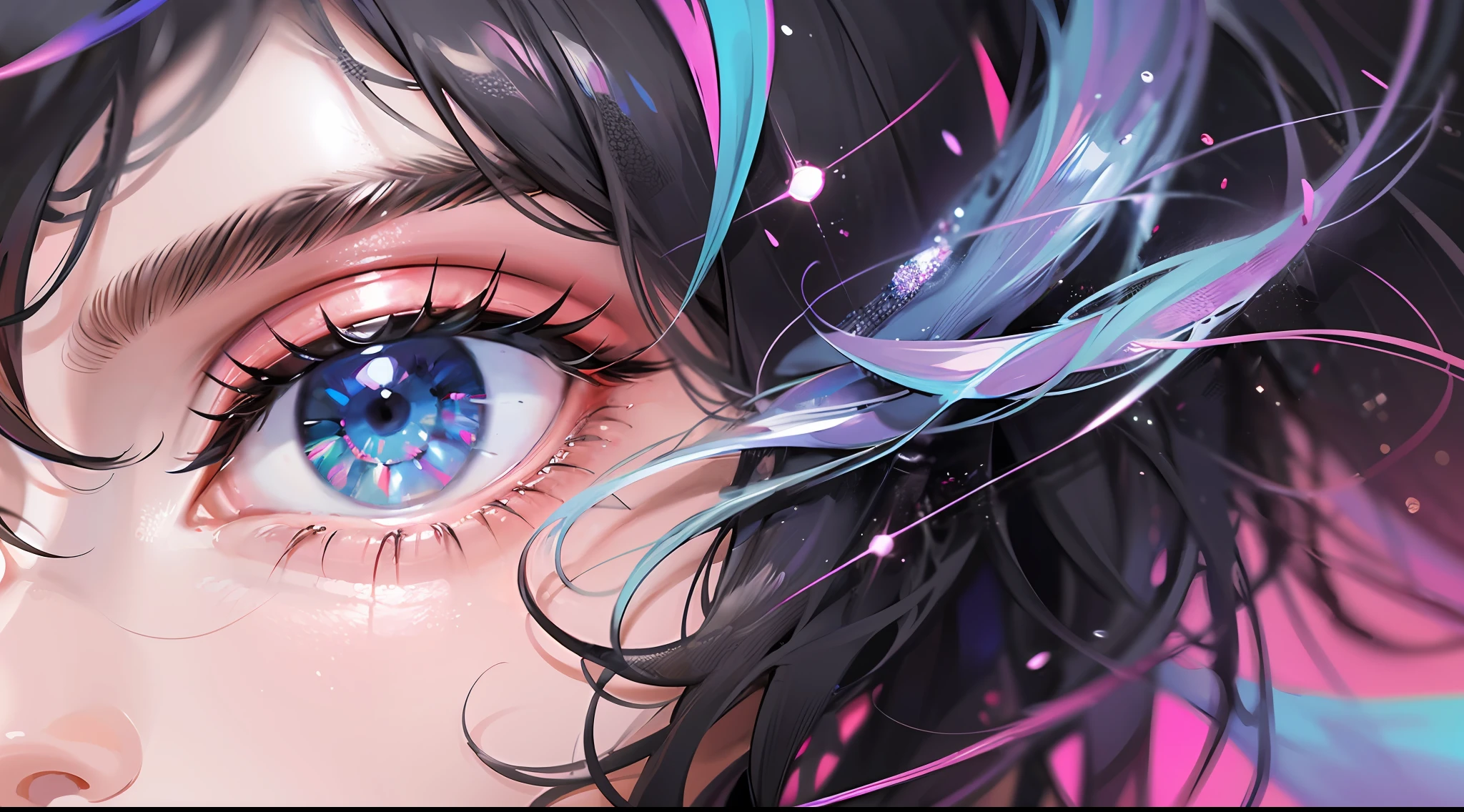 AI Composition, Perfect Masterpiece, Highest Quality, Perfect Picture Quality, 8K, Full Body Lens, (Front Portrait: 1.5), Delicate Face, Face Close-up, Holographic Phantom Background, Digital Art, Graphic Illustration, Color Illustration, Very Fine Style