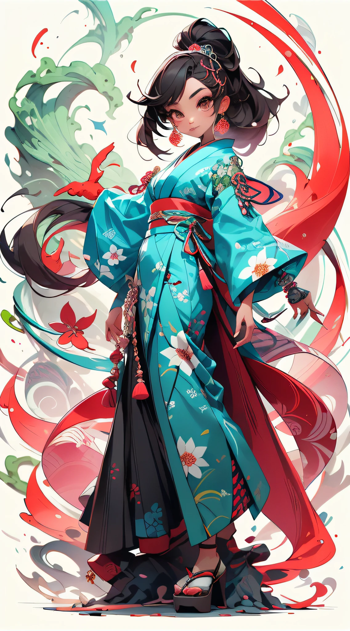 "Vibrant and modern Japanese fashion with an artistic twist."