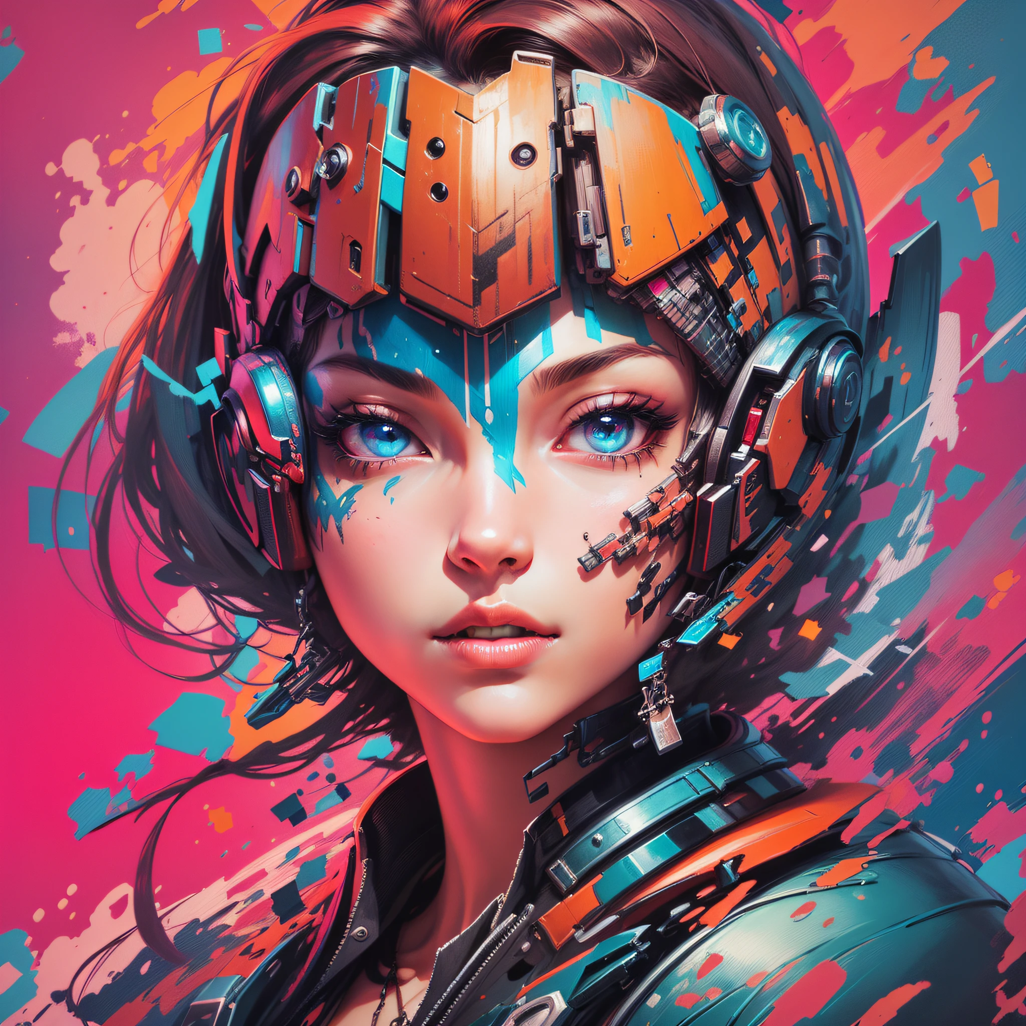 (((A beautiful girl with a cyborg face, minimalist portrait, vibrant colors, and sharp details, in a highly stylized and hyper-detailed anime illustration. The illustration has a modern style, with vibrant colors and ultra detailed details. The style of the painting is similar to the use of spatula and brush strokes, inspired by the Solo Leveling style. Art is a low-polygonality representation in an isometric environment, with high-detail 3D art elements. Artistic inspiration can be found in platforms such as ArtStation, Pixiv Fanbox, Behance and ray tracing art concepts. The lighting is ethereal, with soft, sharp focus)))" - Image Type: Anime Illustration - Subject Description: An illustration of a beautiful girl with a cyborg face, depicted in a minimalist and highly stylized style, with vibrant colors and sharp details. The illustration is hyper-detailed and inspired by the style of modern anime. The use of spatula and brush strokes creates a unique texture in the painting. The environment is represented in a style of low polygonality in an isometric perspective. The lighting is ethereal and the focus is smooth and sharp. - Art Styles: Anime Illustration, Minimalism, Acrylic Painting - Artistic Inspirations: Solo Leveling Style, Modern Illustrations, 3D Art - Inspiration Platforms: ArtStation, Pixiv Fanbox, Behance - Painting Techniques: Spatula Brushstrokes and Brush - Lighting: Ethereal - Focus: Smooth and Sharp --auto