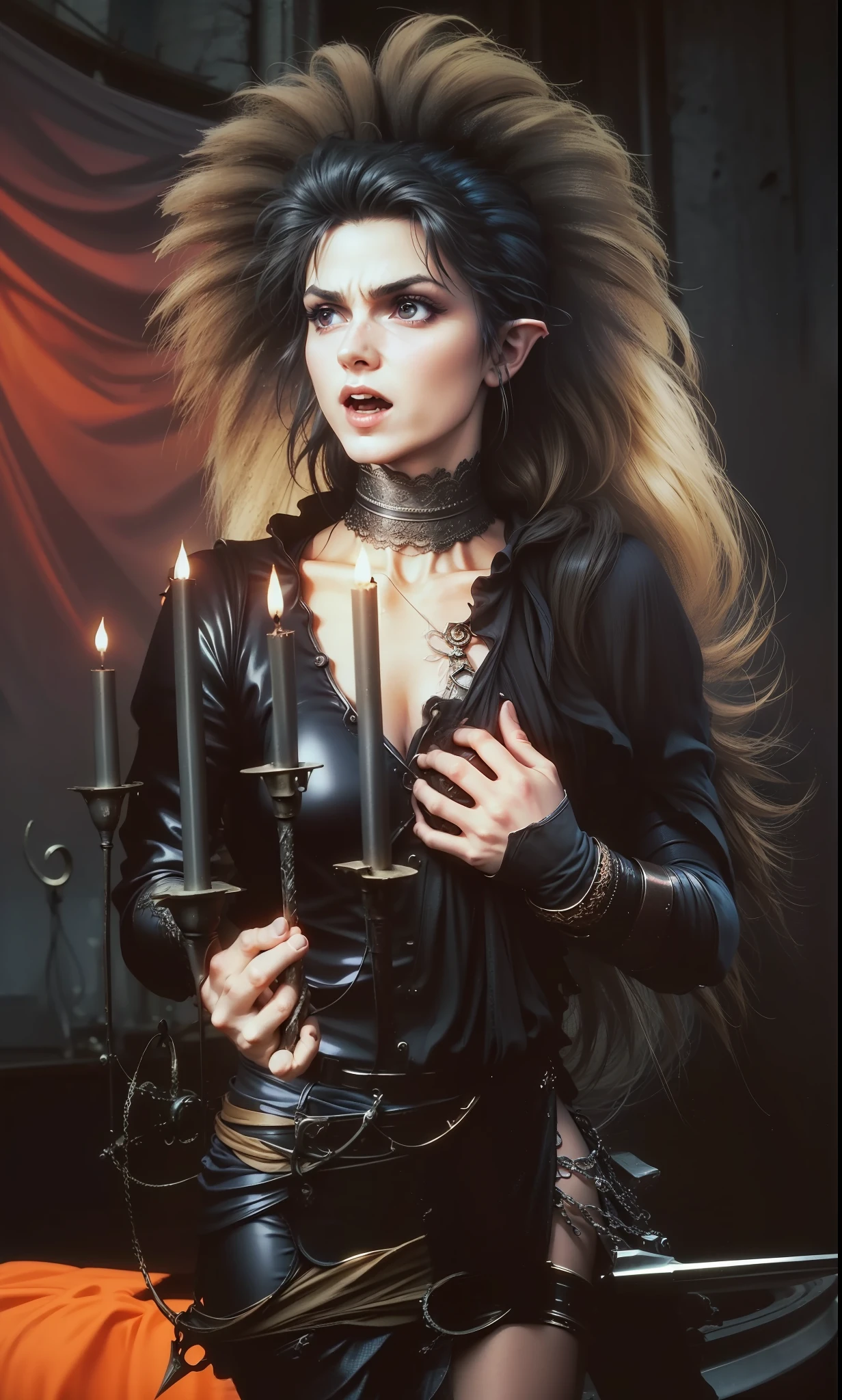 ,Castle, obscure, medieval, vampire,4k, wearing armor, pointy ears