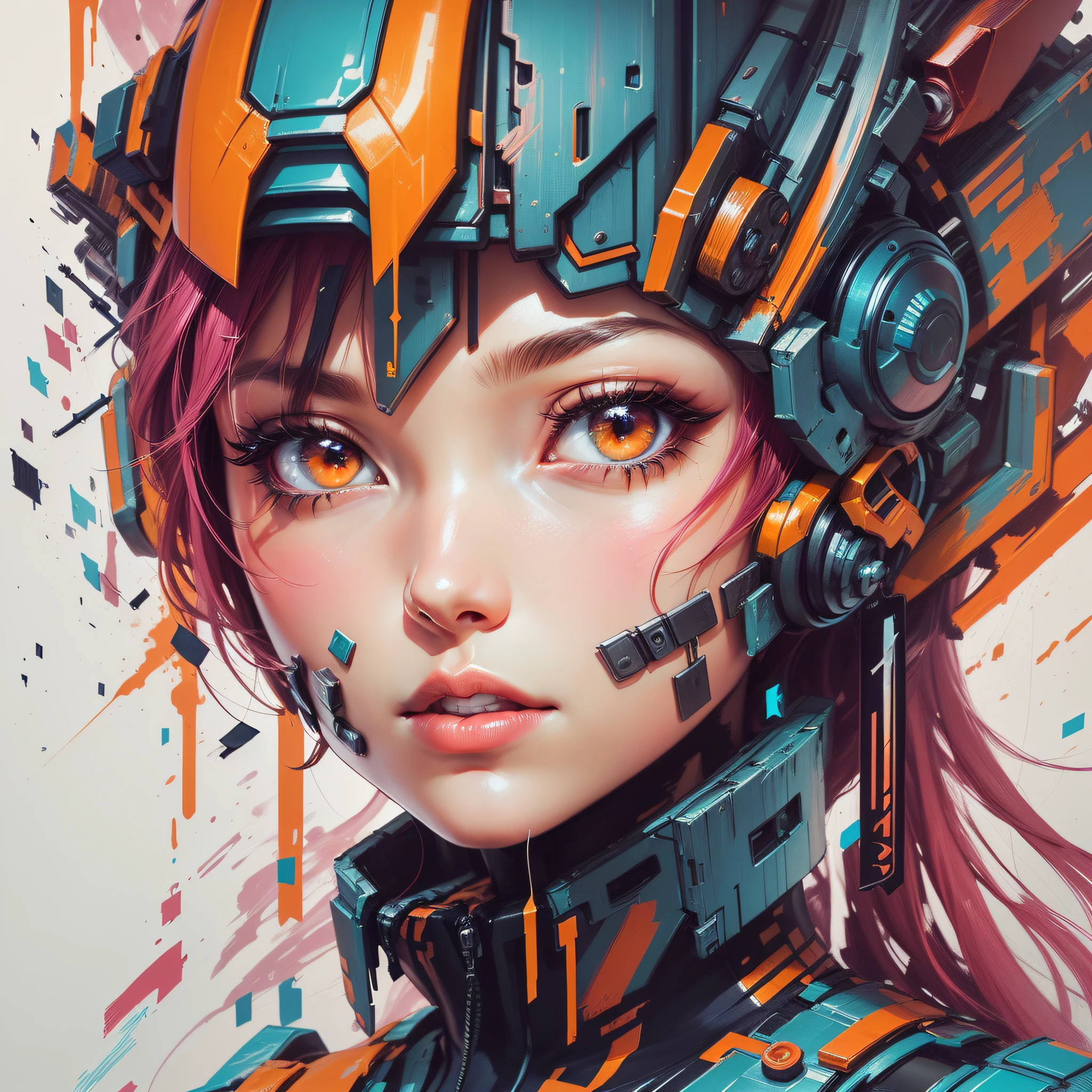 (((A beautiful girl with a cyborg face, minimalist portrait, vibrant colors, and sharp details, in a highly stylized and hyper-detailed anime illustration. The illustration has a modern style, with vibrant colors and ultra detailed details. The style of the painting is similar to the use of spatula and brush strokes, inspired by the Solo Leveling style. Art is a low-polygonality representation in an isometric environment, with high-detail 3D art elements. Artistic inspiration can be found in platforms such as ArtStation, Pixiv Fanbox, Behance and ray tracing art concepts. The lighting is ethereal, with soft, sharp focus)))" - Image Type: Anime Illustration - Subject Description: An illustration of a beautiful girl with a cyborg face, depicted in a minimalist and highly stylized style, with vibrant colors and sharp details. The illustration is hyper-detailed and inspired by the style of modern anime. The use of spatula and brush strokes creates a unique texture in the painting. The environment is represented in a style of low polygonality in an isometric perspective. The lighting is ethereal and the focus is smooth and sharp. - Art Styles: Anime Illustration, Minimalism, Acrylic Painting - Artistic Inspirations: Solo Leveling Style, Modern Illustrations, 3D Art - Inspiration Platforms: ArtStation, Pixiv Fanbox, Behance - Painting Techniques: Spatula Brushstrokes and Brush - Lighting: Ethereal - Focus: Smooth and Sharp --auto