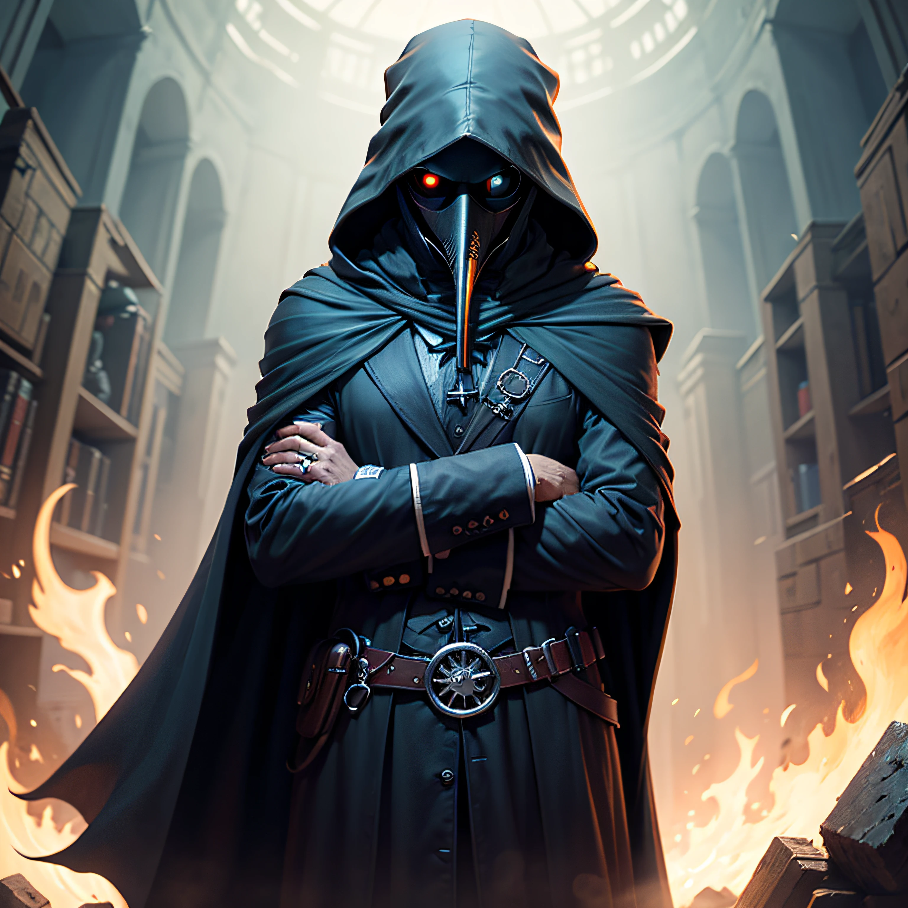 plague doctor with black cloak --auto