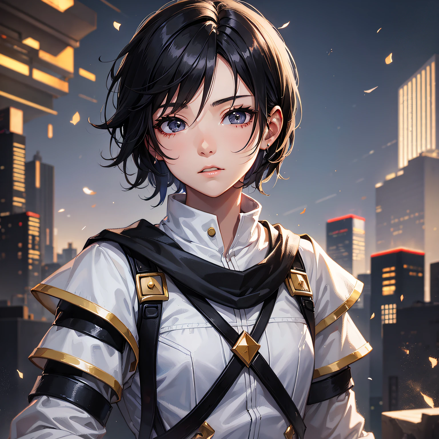 (Top Quality, Masterpiece: 1.2), (Realistic, Photorealistic: 1.37), (Best Quality)), Ultra High Definition, Highly Detailed CG Movie Lighting, Bust Up, (Bokeh: 1.4), (1 Female), Ninja, Mechanical, Sci-Fi, Kyoto --auto