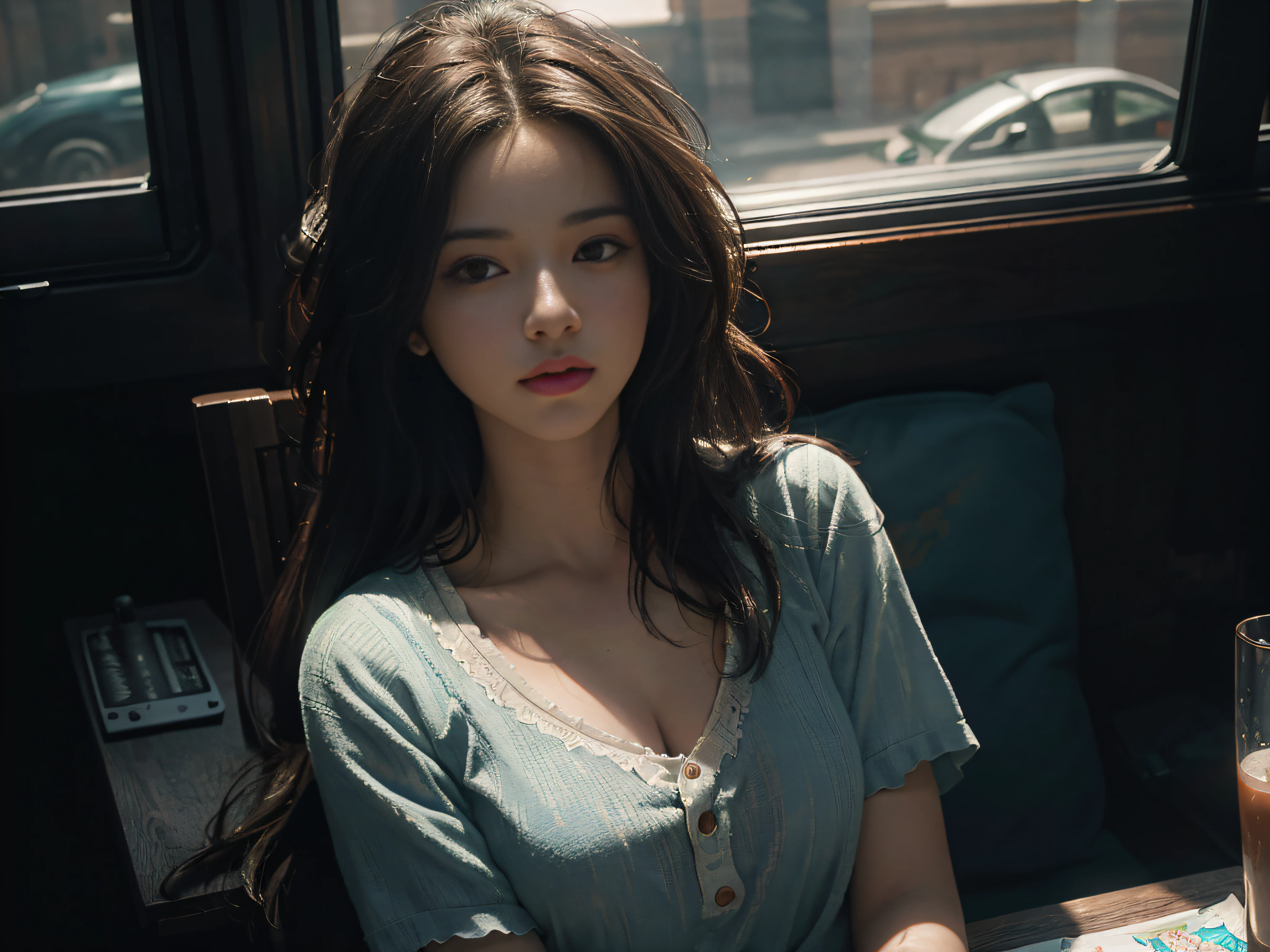 (RAW photo, best quality), (realistic, photo-realistic:1.3),best quality,highly detailed,masterpiece,ultra-detailed,illustration,1girl,upper_body,dynamic angle,world masterpiece theater,messy_long_hair,best quality,extremely detailed CG unity 8k wallpaper,ink,Amazing,cinematic lighting,lens_flare, dunhuang_style