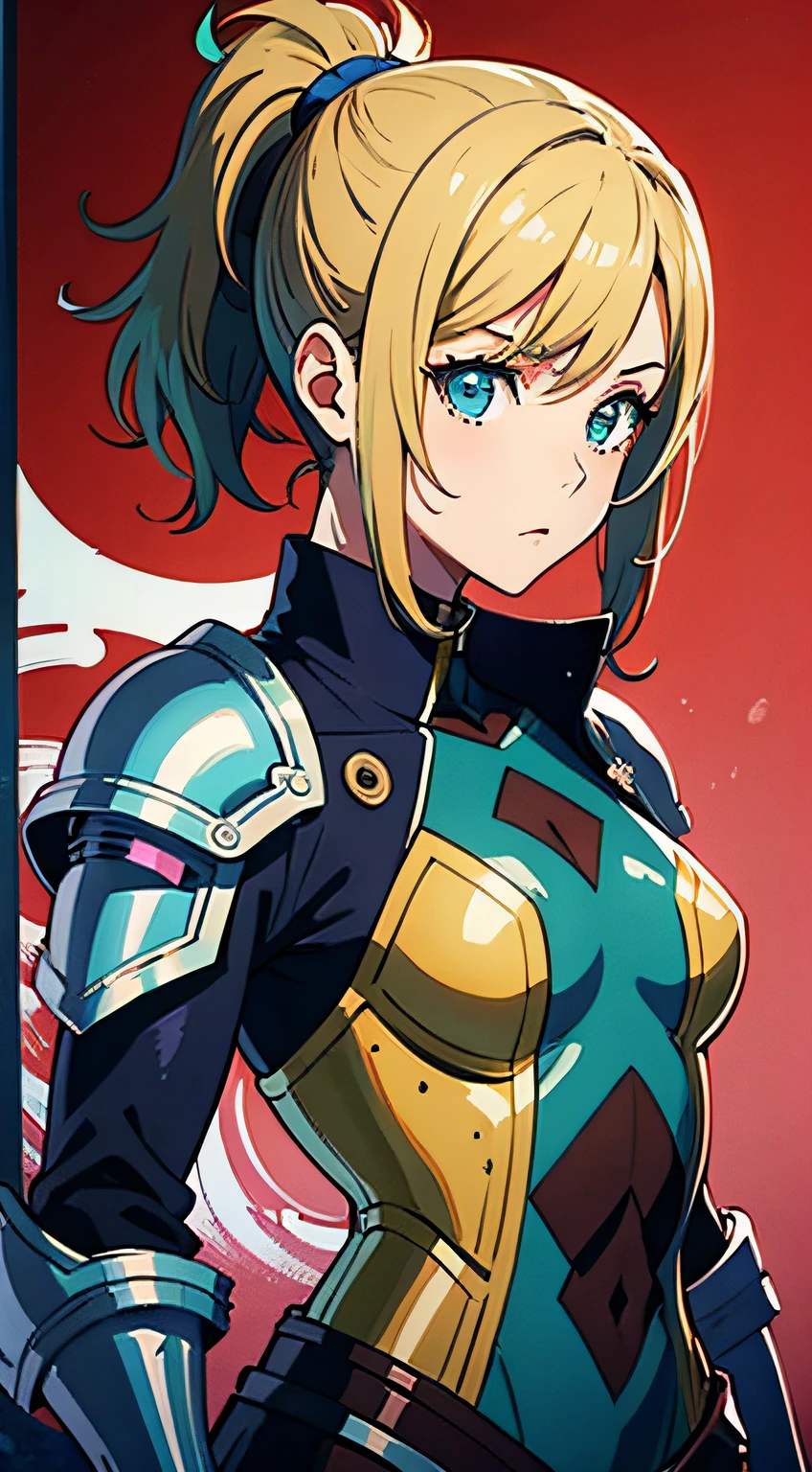 , (anime screencap,vivid cymk color :1) of ( Celluloid:1)
 by (nvinkpunk:0.3),(kuvshinov:0.3),(dreamlikeart:0.3),(samdoesart:0.3),(modelshoot style:0.3),
by Hiroya Oku Naoki Urasawa
,1girl,, japanese , a brown female  1gril,[nicole kidman:rachael leigh cook:0.3] ,(Holding an Object:1.1), ,ash blonde,Ponytail, Slatted armour 
,fantasy art by  studio ghibli,Shinkai Makoto ArtstationHQ, painting with Vivid color of field, High contrast!,
best quality,masterpiece,highly detailed,ultra-detailed,