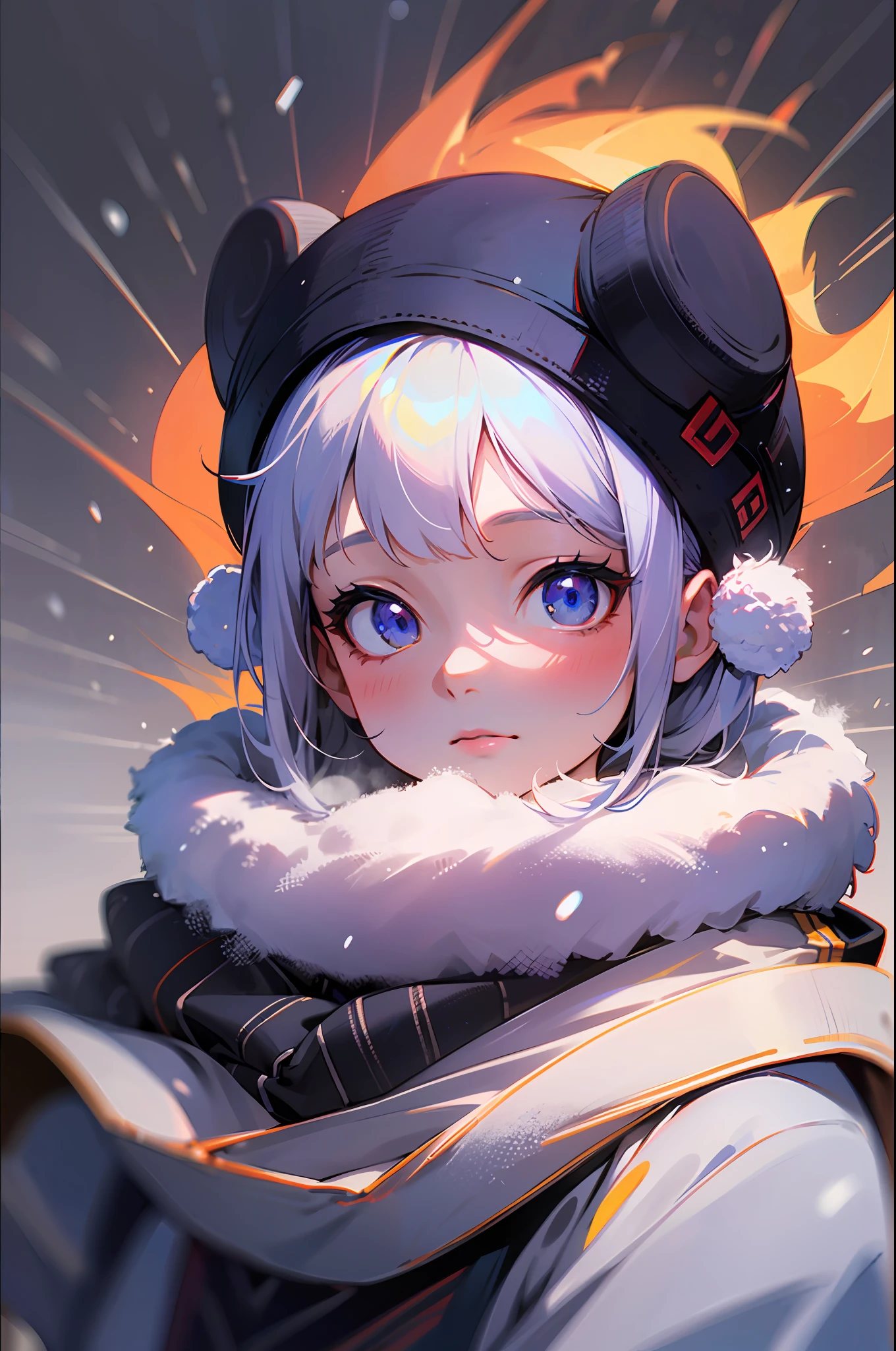 Best quality, super high resolution, (masterpiece: 1.4), winter, snow, little girl