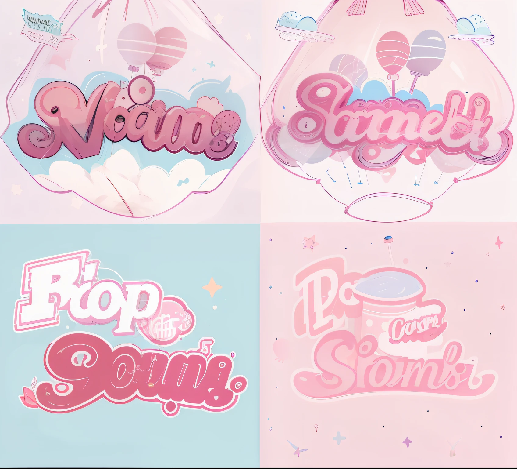 logo, cute balloon font, content word "cosmic soup bag" --auto
