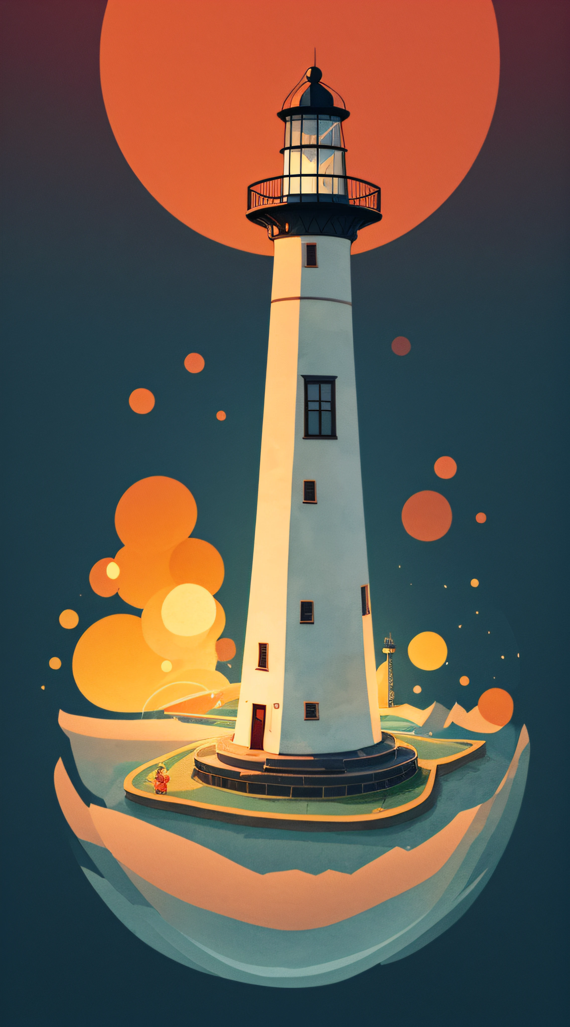 A lighthouse mashup with cross , vector art, vectorize, magic, clean logo design, vibrant warm colors , dark background, simple 2D logo design, in the style of Studio Ghibli, pastel tetradic colors, cute and quirky, watercolor effect, bokeh, Adobe Illustrator, hand-drawn, digital painting, soft lighting, retro aesthetic, 4K resolution, using Cinema 4D --auto