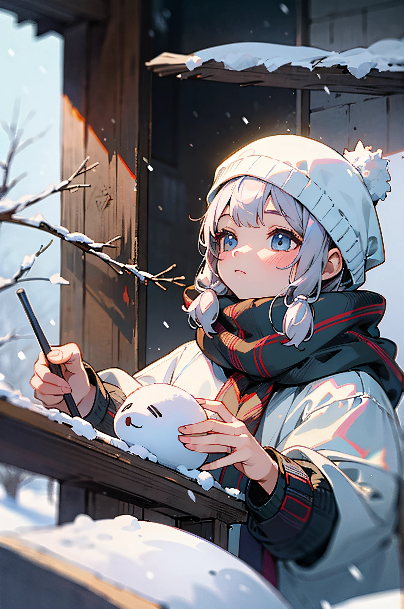 Best quality, super high resolution, (masterpiece: 1.4), winter, snow, little girl