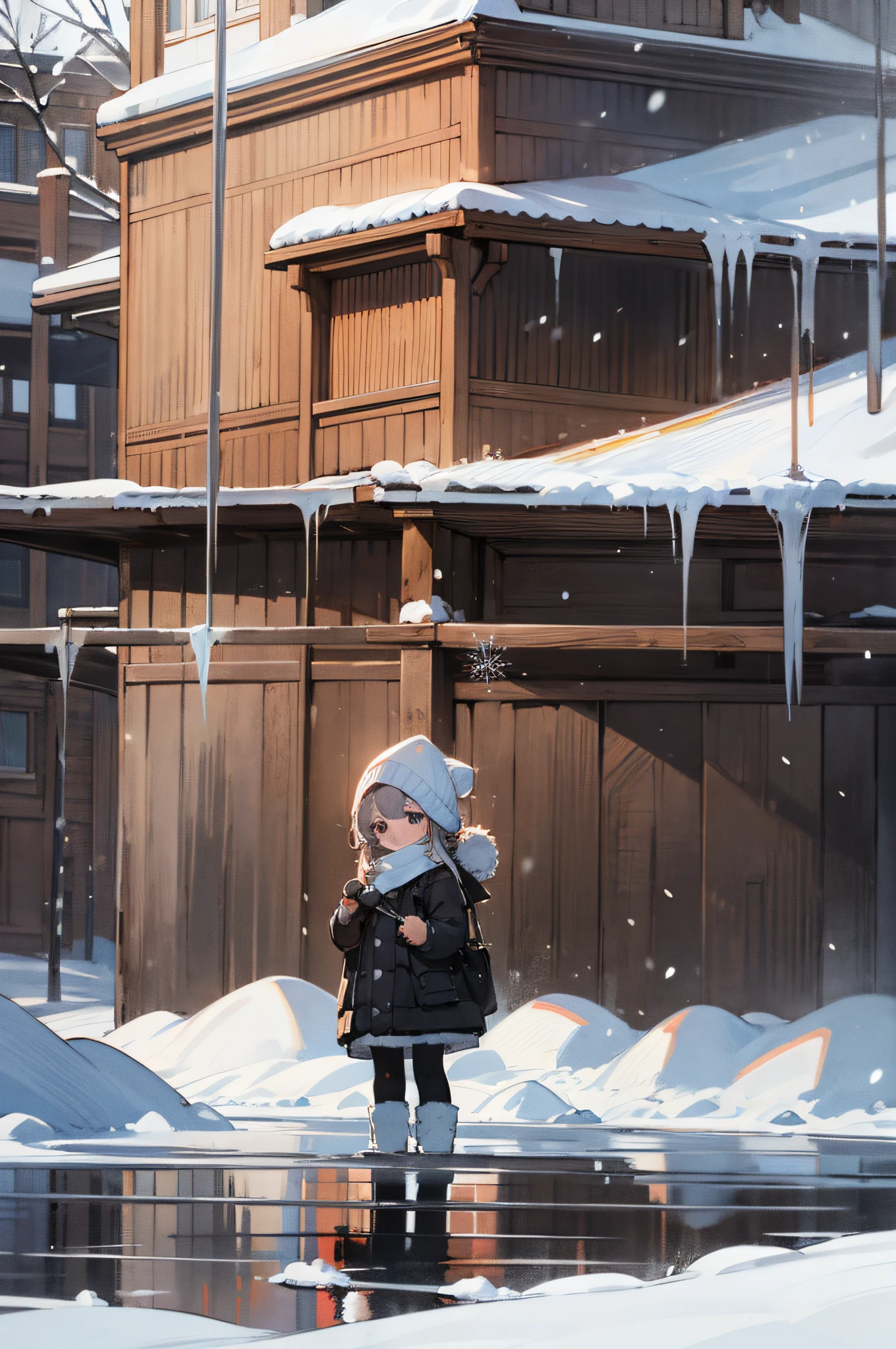 Best quality, super high resolution, (masterpiece: 1.4), winter, snow, girl