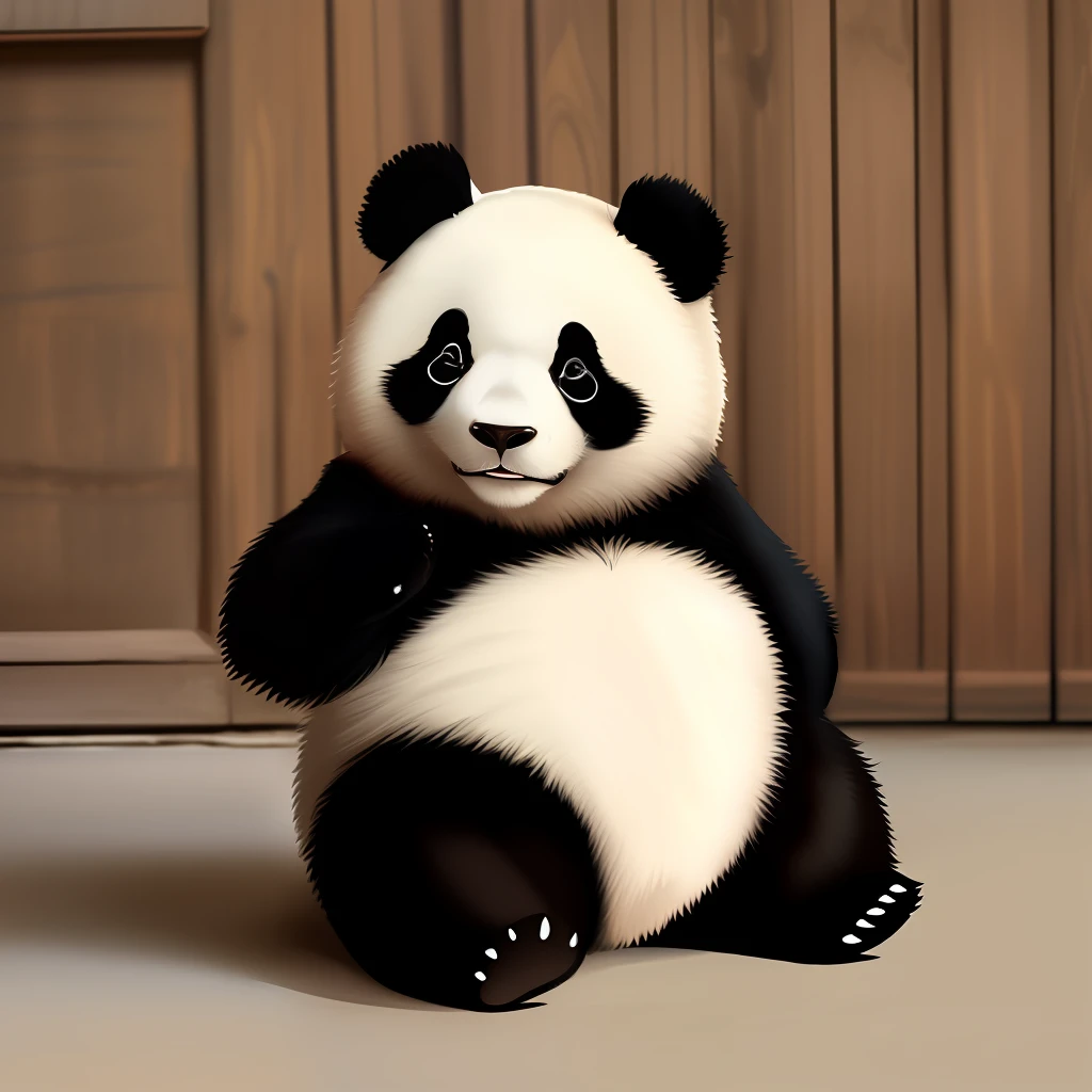 A cute panda with a huge mighty warrior dress