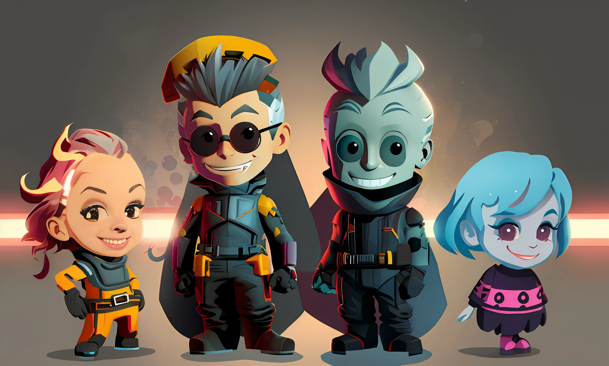 full body, character sheet, CG, vector, smiling, looking at the viewer.