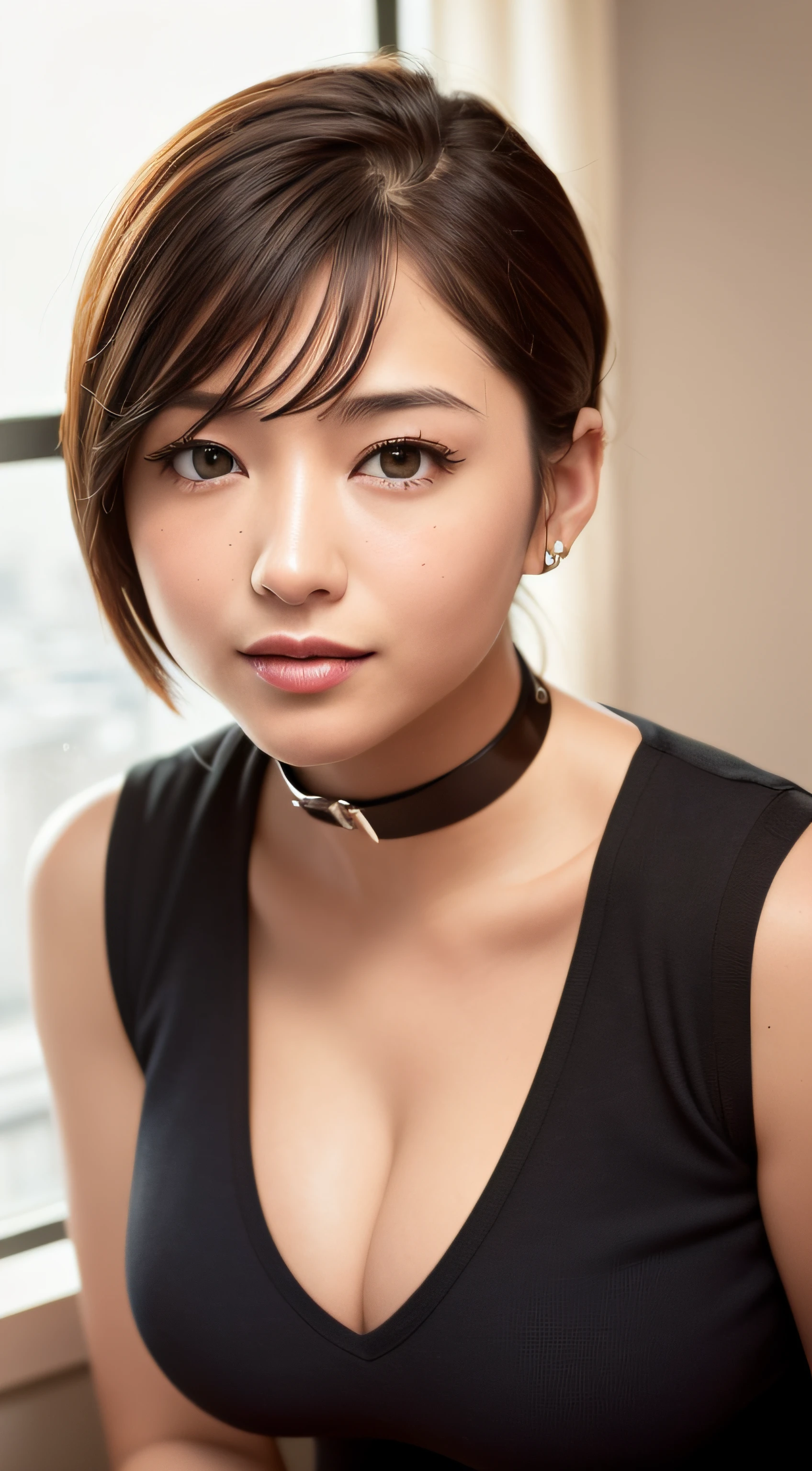 (8K, Top Quality, Masterpiece: 1.2), (Realistic, Photorealistic: 1.37), Super Detailed, 1 Girl, Cute, Solo, Beautiful Detailed Sky, Detailed Office, Night, Sitting, (Blushing Nasal), (Smile: 1.15), (Closed Mouth), Beautiful Detailed Eyes, (Shirt with Collar: 1.1), Night, Wet, Luxury Underwear, Rain, (Short Hair: 1.2), pureerosface_v1, computer, detailed fingers, beautiful detail face, (((cleavage)), Japan actress, 50 years old, nasolabial folds, facial wrinkles, (drooping breasts: 1.5)