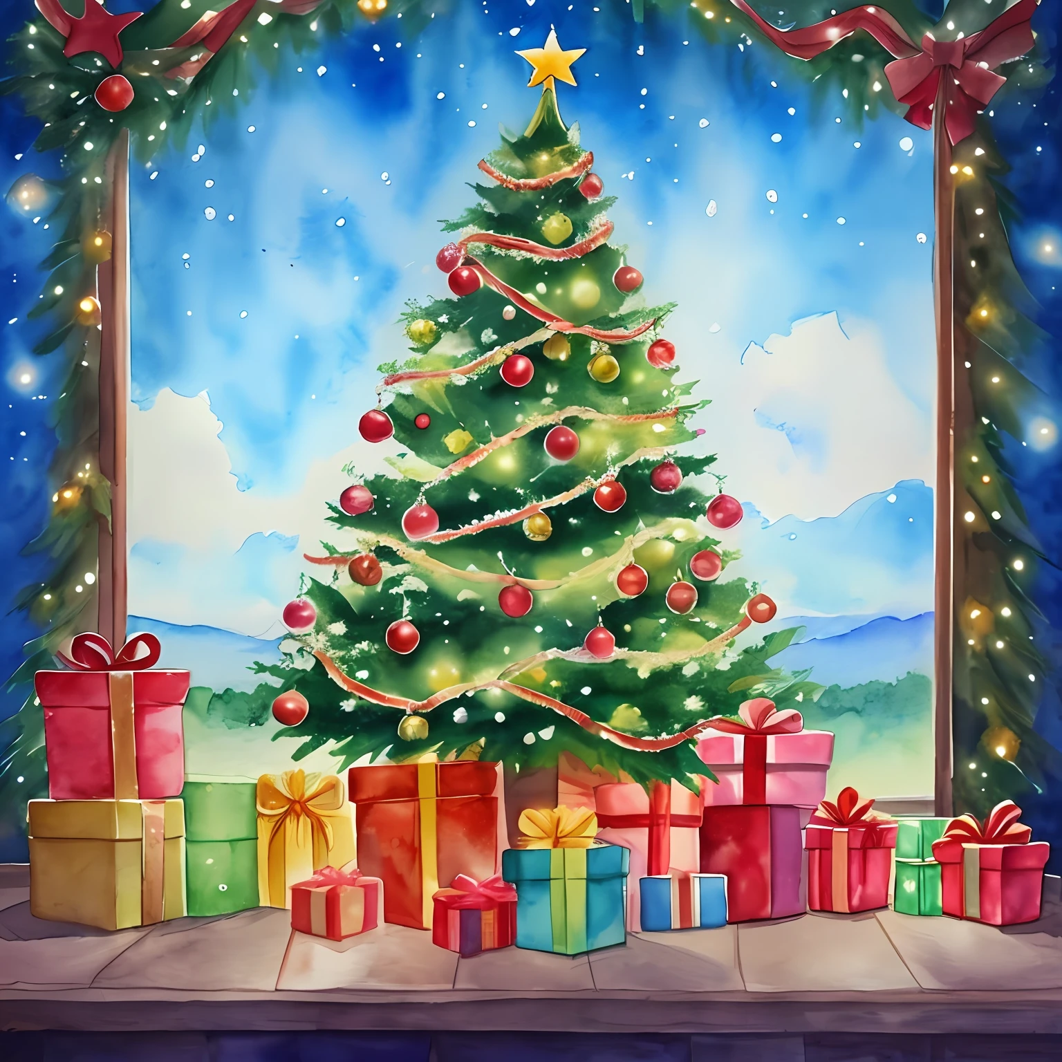 Christmas, pattern paper, watercolor --auto