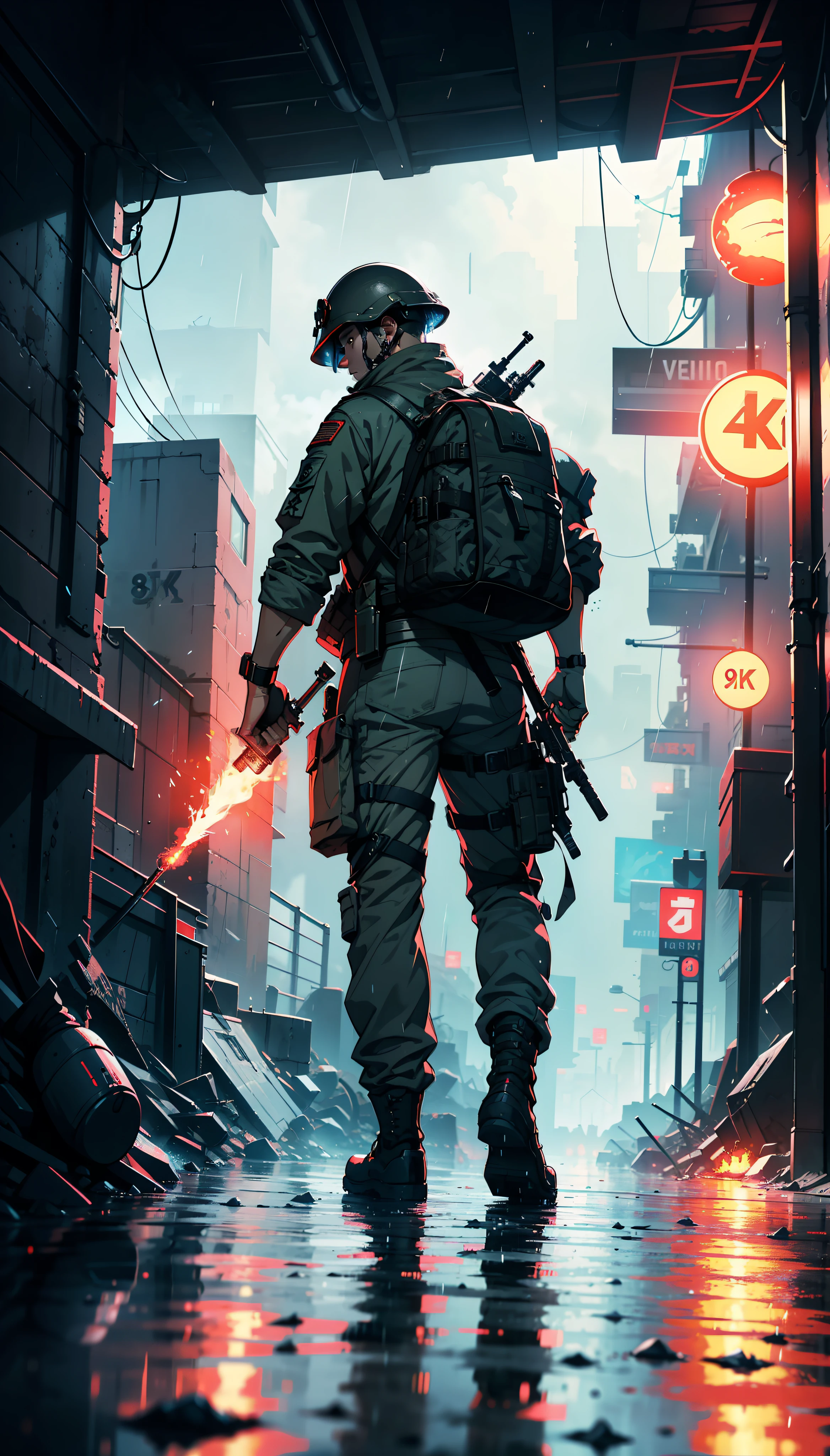 soldiers in the rain with their weapons and fireballs, bloodbath battlefield background, hq 4k wallpaper, fps game concept art, battlefield backround, battlefield background, cinematic 4k wallpaper, cinematic 4 k wallpaper, futuristic battlefield, apocalyptic 8k, apocalyptic 8 k, realistic apocalyptic war scene, ( apocalyptic ) 8 k, raining fire, hq 4k phone wallpaper