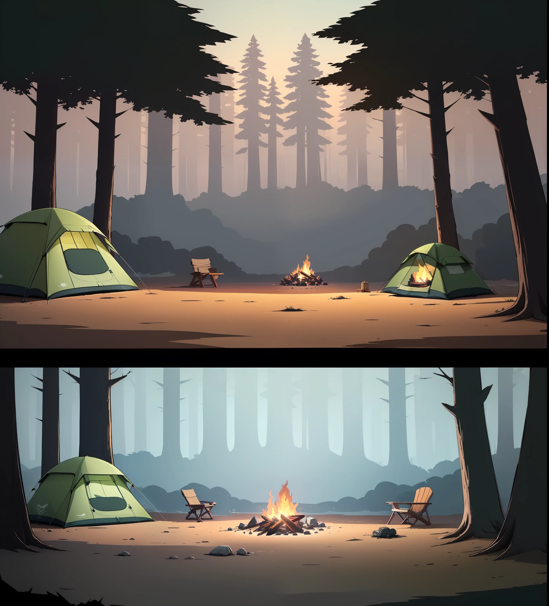 nature, camping tent, campfire, morning,