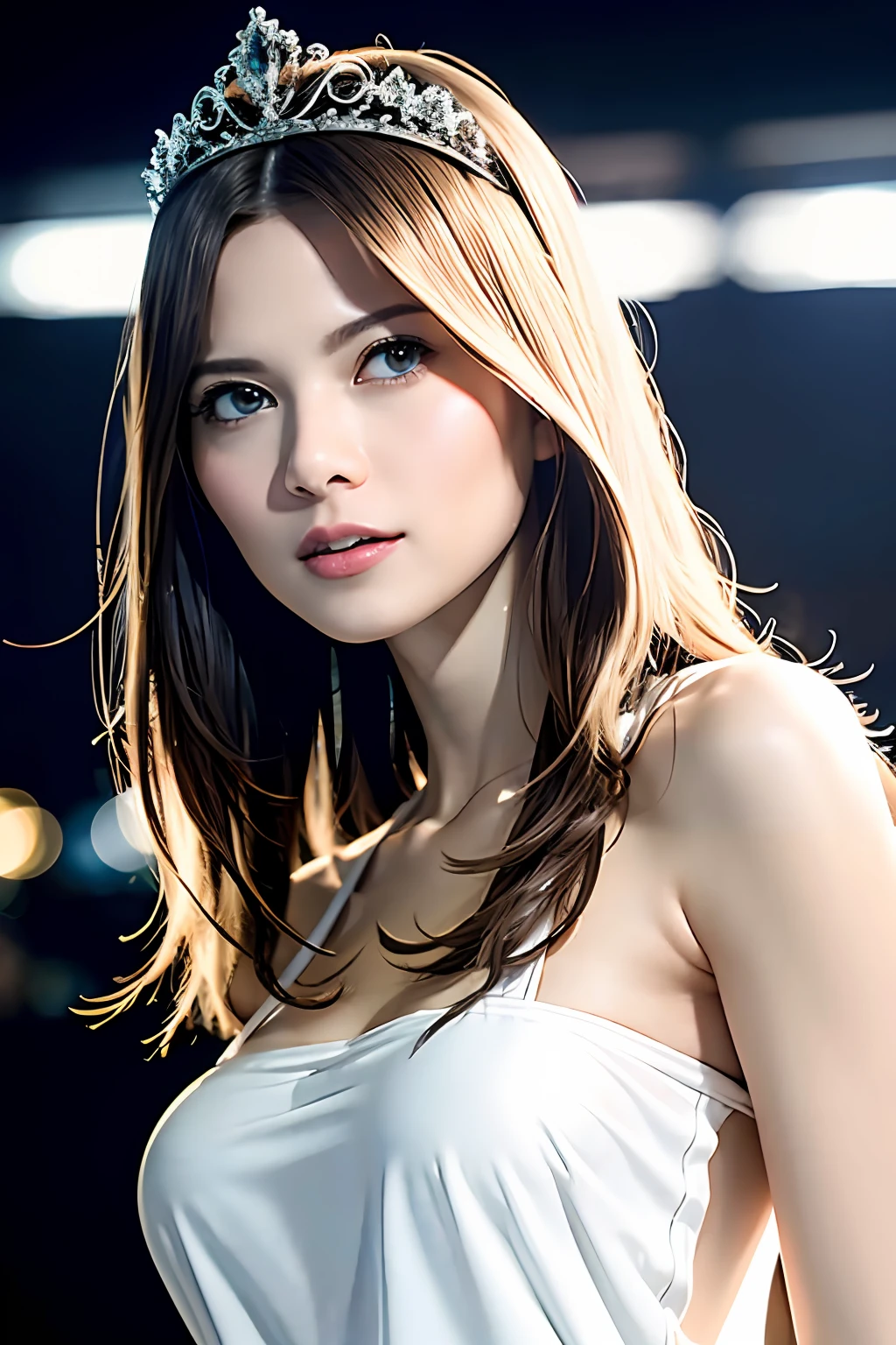 Ultra-detailed complex 3D rendering of the face, (Colossal: 8.8), (masterpiece, top quality, octane rendering, 8K), glamour shot full body image, very beautiful young elf, cleavage, (very detailed skin: 1.2), (exposure: 1.1), (blonde elf)))), (wearing a plummeted tank top of white silk: 1.5)), , Beautiful Caucasian woman with big buttocks full soft breasts and white skin, one, long braided hair, big breasts, dynamic angle, mystical expression, ultra-realistic photos, (((((portrait)))), bare feet, futuristic urban background, facial muscles, detailed and beautiful queen tiara, in the style of Marvel Comics, ArtStation trends, clear focus, studio photography, intricate detail, highly detailed, detailed yellow eyes, sharp focus, digital rendering, professional, abs, shot with Canon EOS R 6, natural jungle, open mouth lightly (sexy pose))),