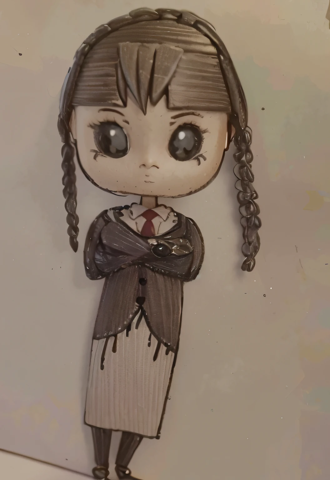 a drawing of a girl with pigtails and a dress, as wednesday addams, wednesday addams, inspired by William Mustart Lockhart, girl in a suit, girl in suit, charicature, inspired by Constance-Anne Parker, inspired by Violet Fuller, as an anime character, inspired by Emily Shanks, inspired by Junji Ito, an anime drawing, 3d character
