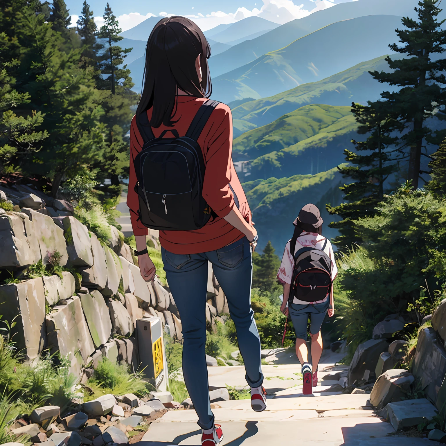 Girl who likes mountain climbing, Japan in jeans --auto