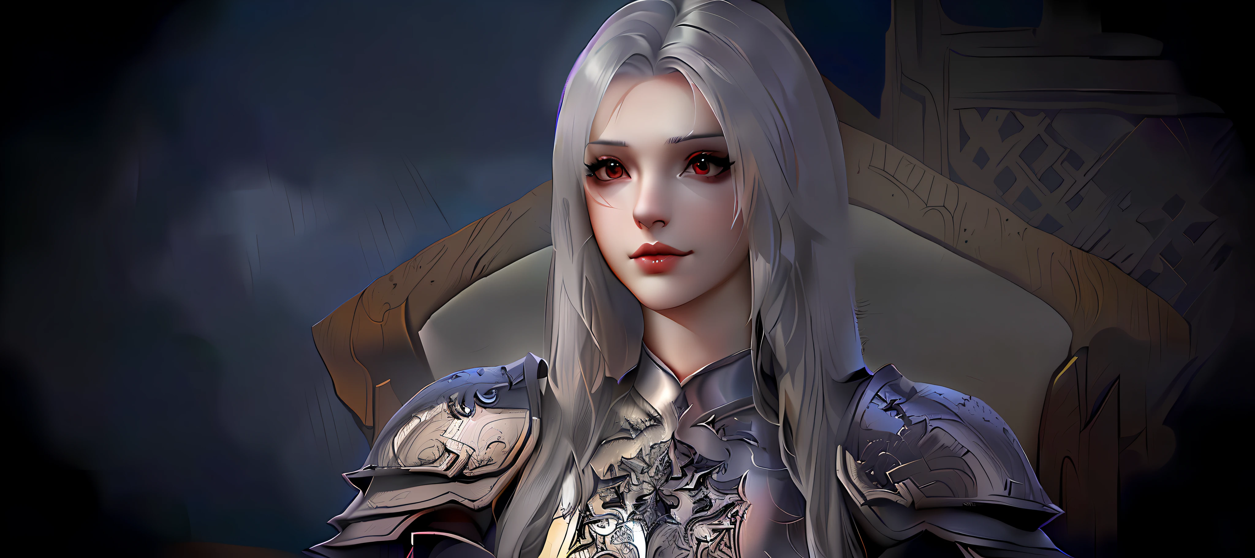 a close up of a woman with long hair wearing a silver outfit, lineage 2 revolution style, elven character with smirk, game cg, gorgeous female paladin, shadowbringers cinematic, portrait knight female, tifa lockhart with white hair, character close up, portrait of female paladin, smooth anime cg art, female character, close up character